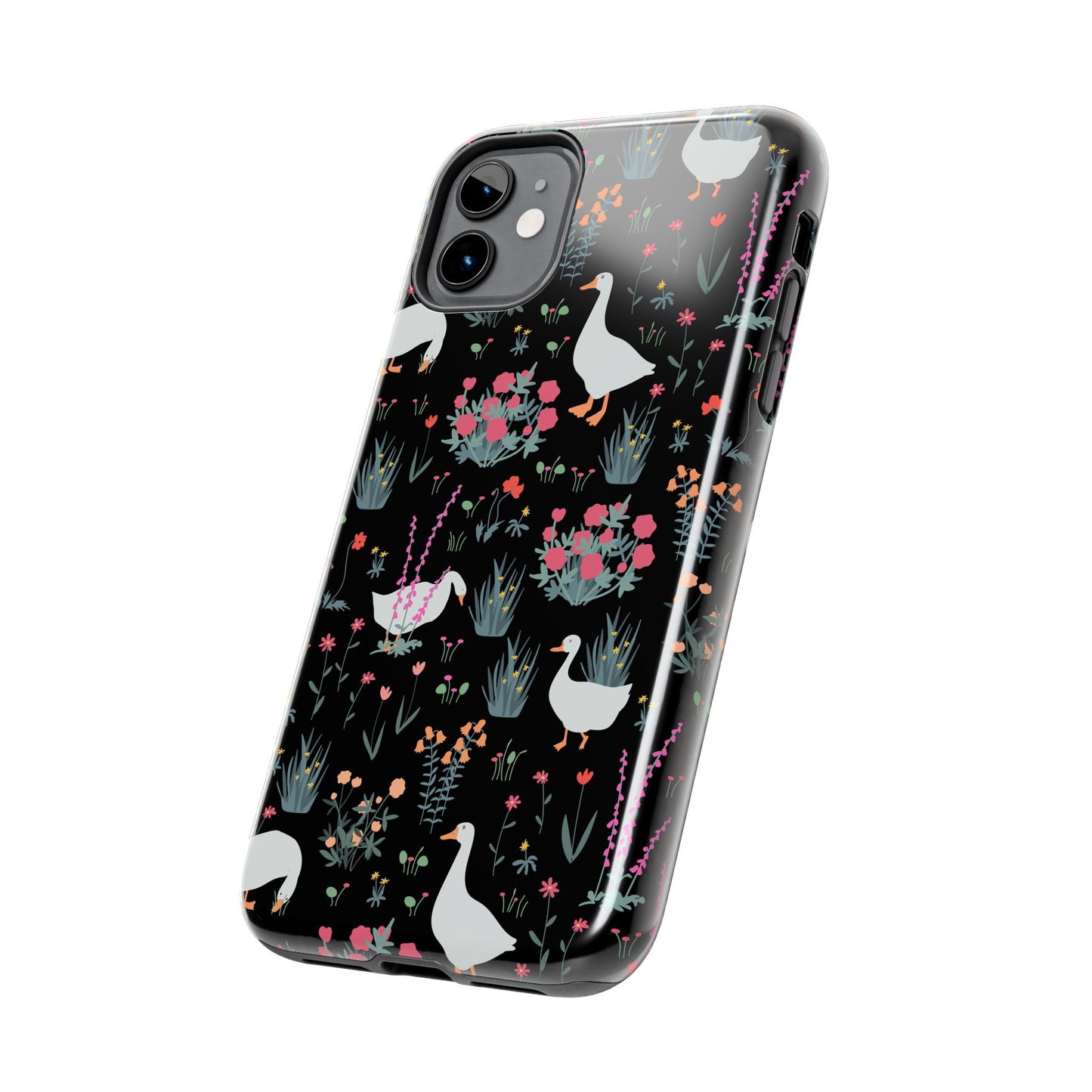 Whimsical Floral Duck Tough Phone Case - Stylish Protection for Your Device