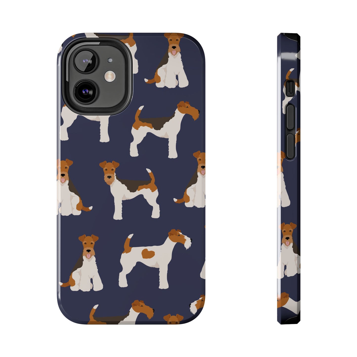Tough Phone Cases with Adorable Fox Terrier in navy Design - Durable Pet Lover Accessory