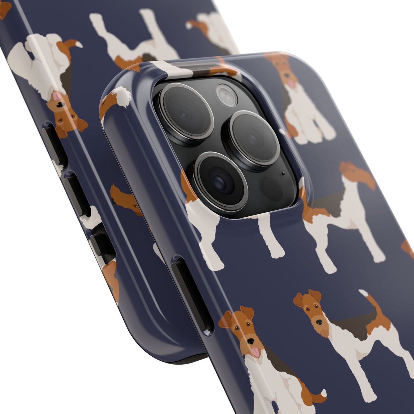 Tough Phone Cases with Adorable Fox Terrier in navy Design - Durable Pet Lover Accessory