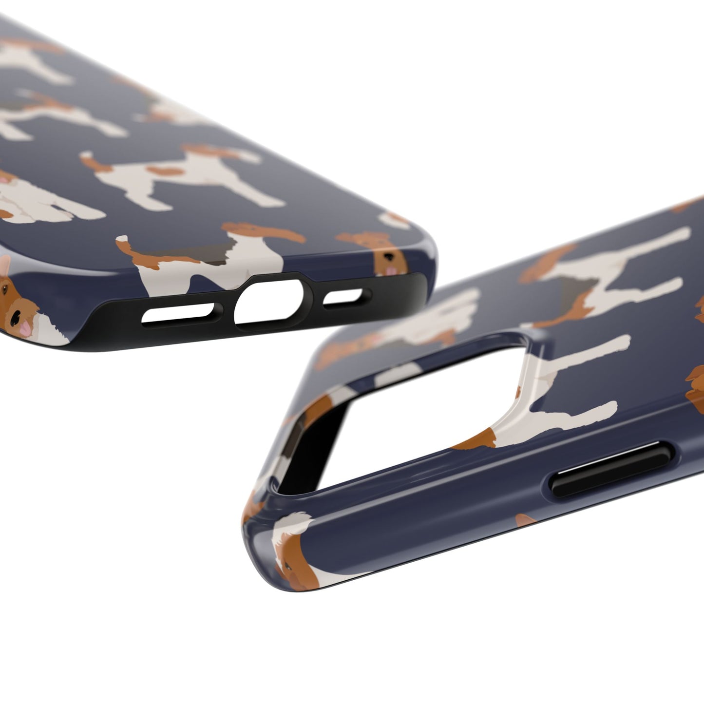 Tough Phone Cases with Adorable Fox Terrier in navy Design - Durable Pet Lover Accessory