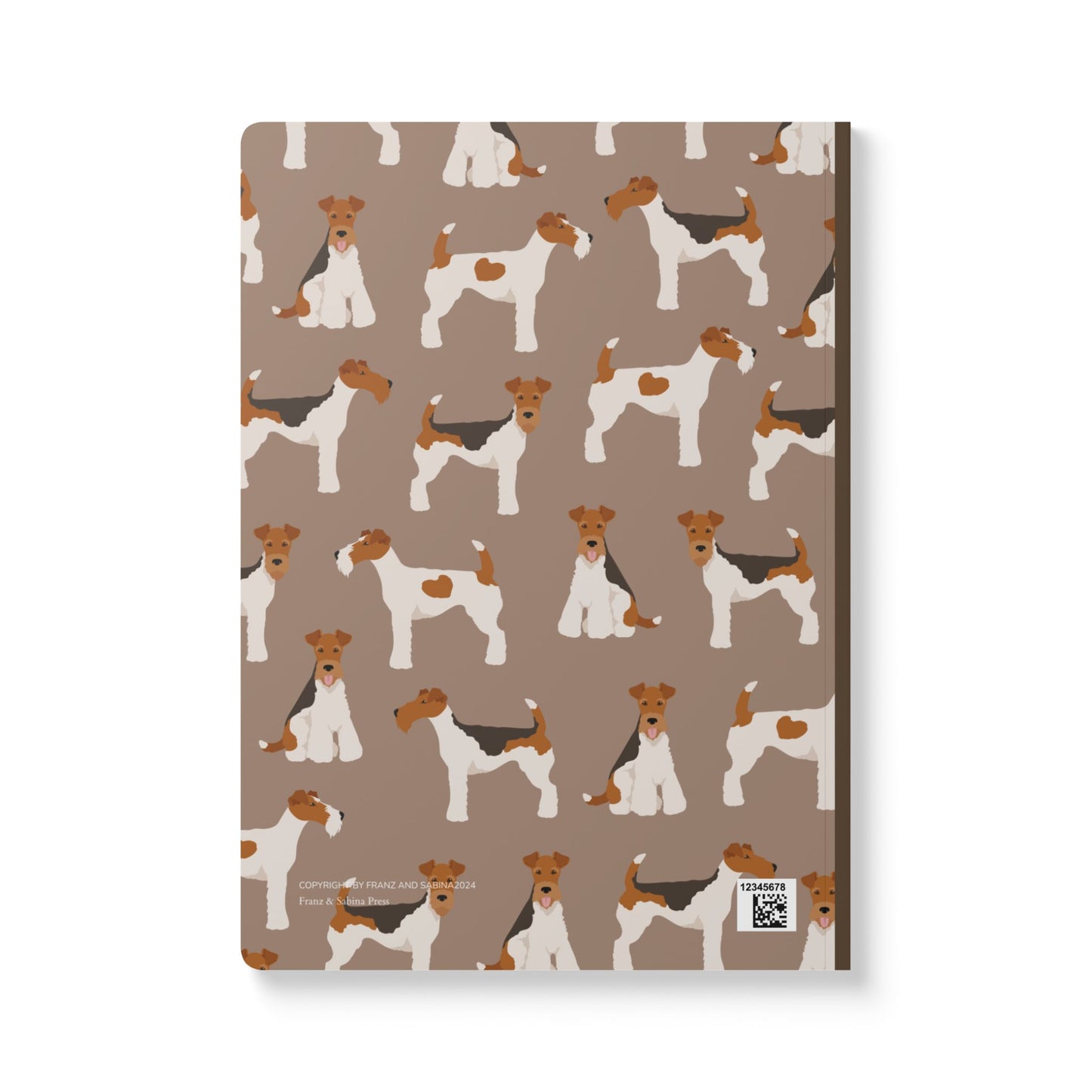 Adorable Wire Fox Terrier On Mocha-Themed Softcover Journal - Perfect for Pet Lovers