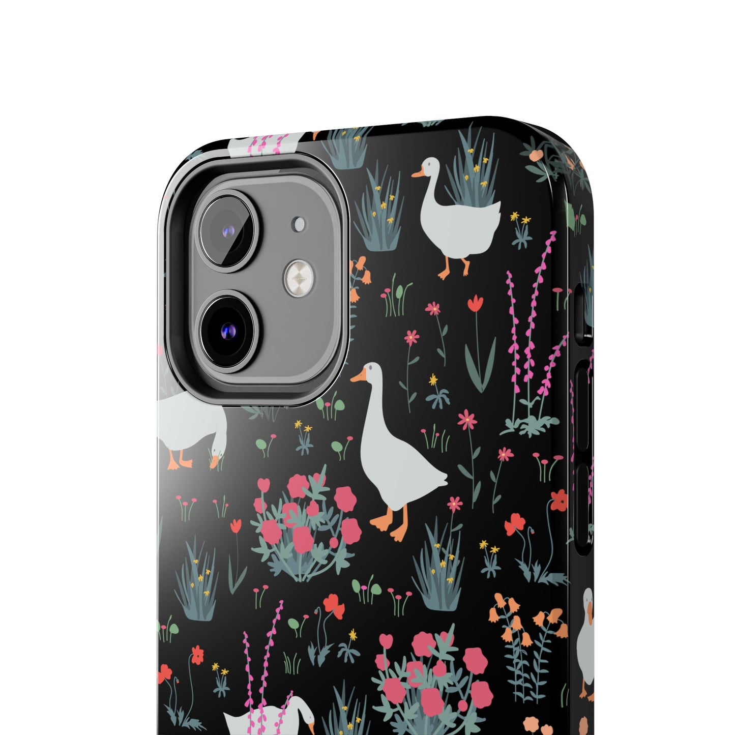 Whimsical Floral Duck Tough Phone Case - Stylish Protection for Your Device