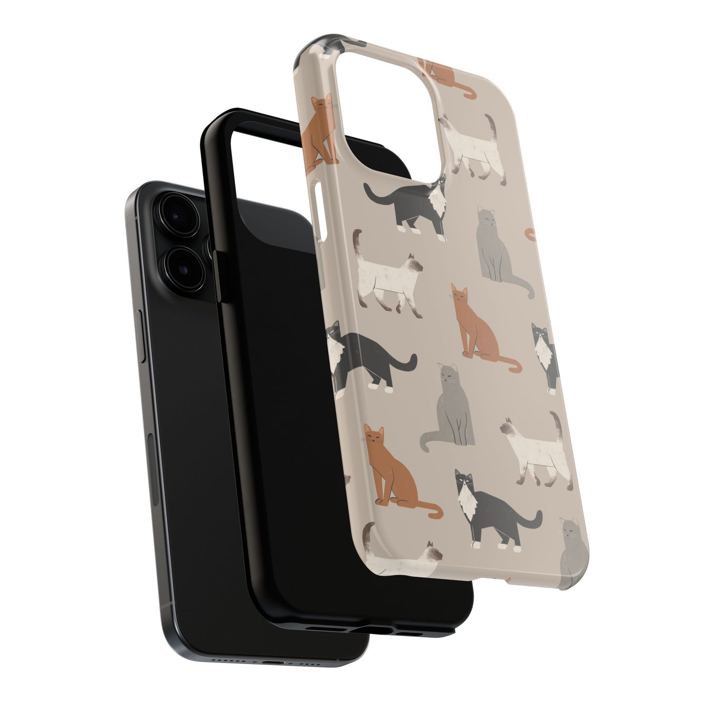 Cubist Cat Pattern Tough Phone Cases for Pet Lovers - Durable Protection and Cute Design
