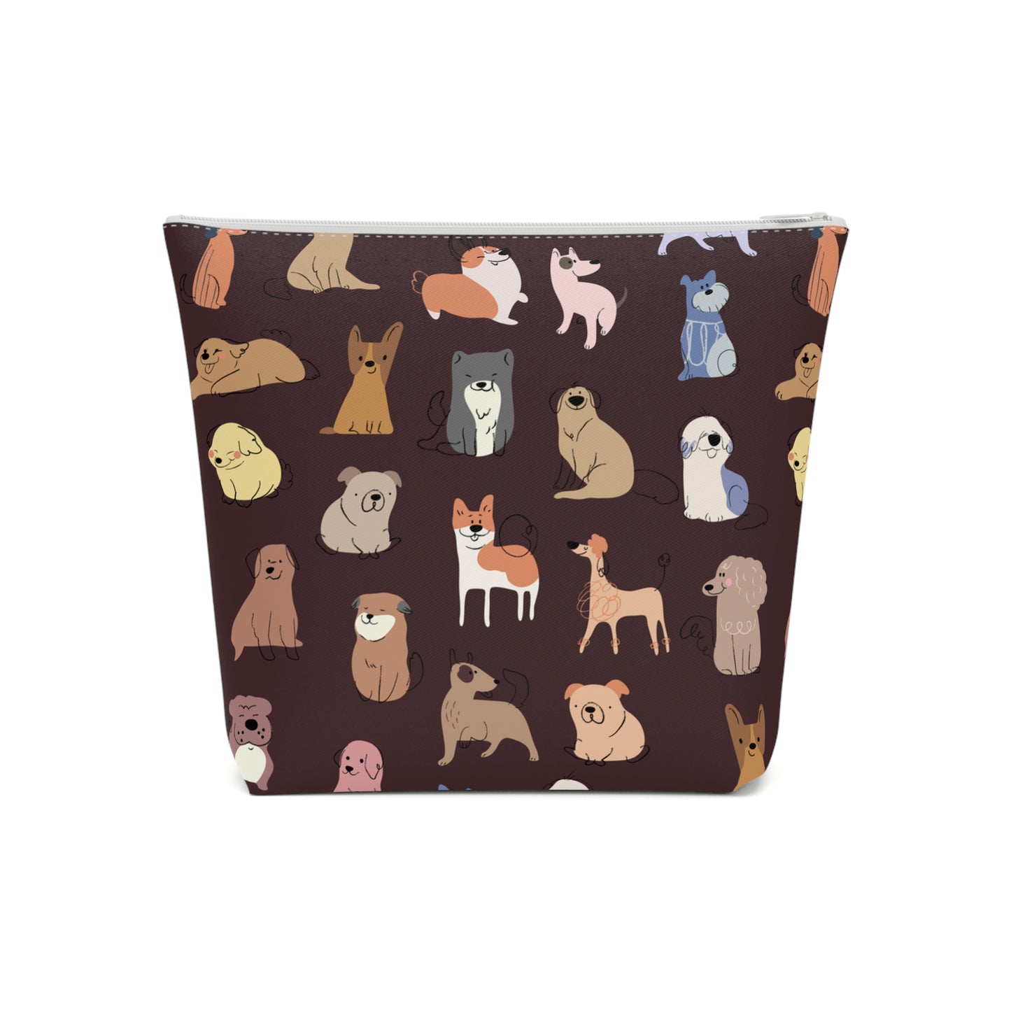 Adorable Dog Patterned Cotton Cosmetic Bag - Perfect Gift for Pet Lovers