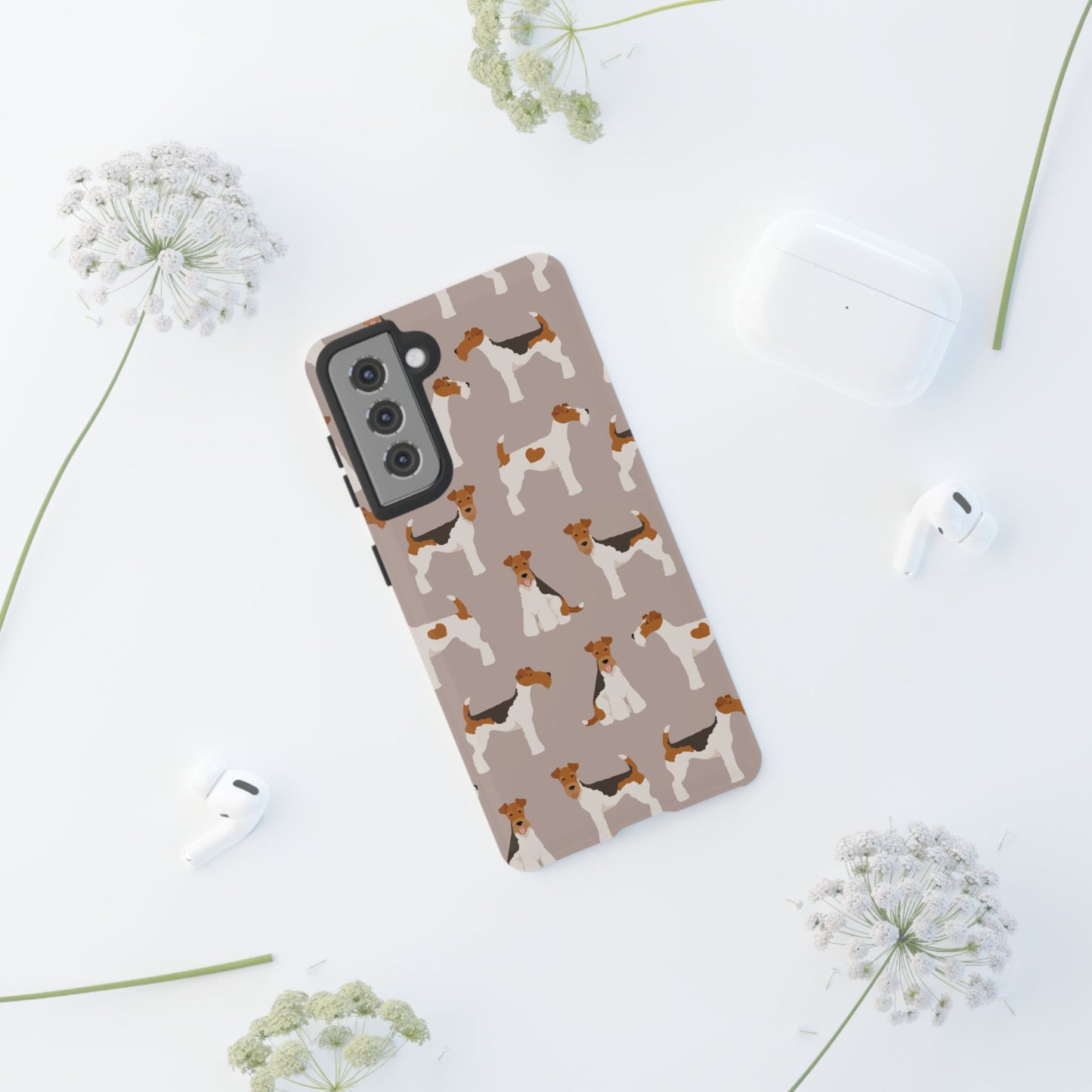 Dog Lover Tough Case - Stylish Phone Case Featuring Playful Fox Terriers