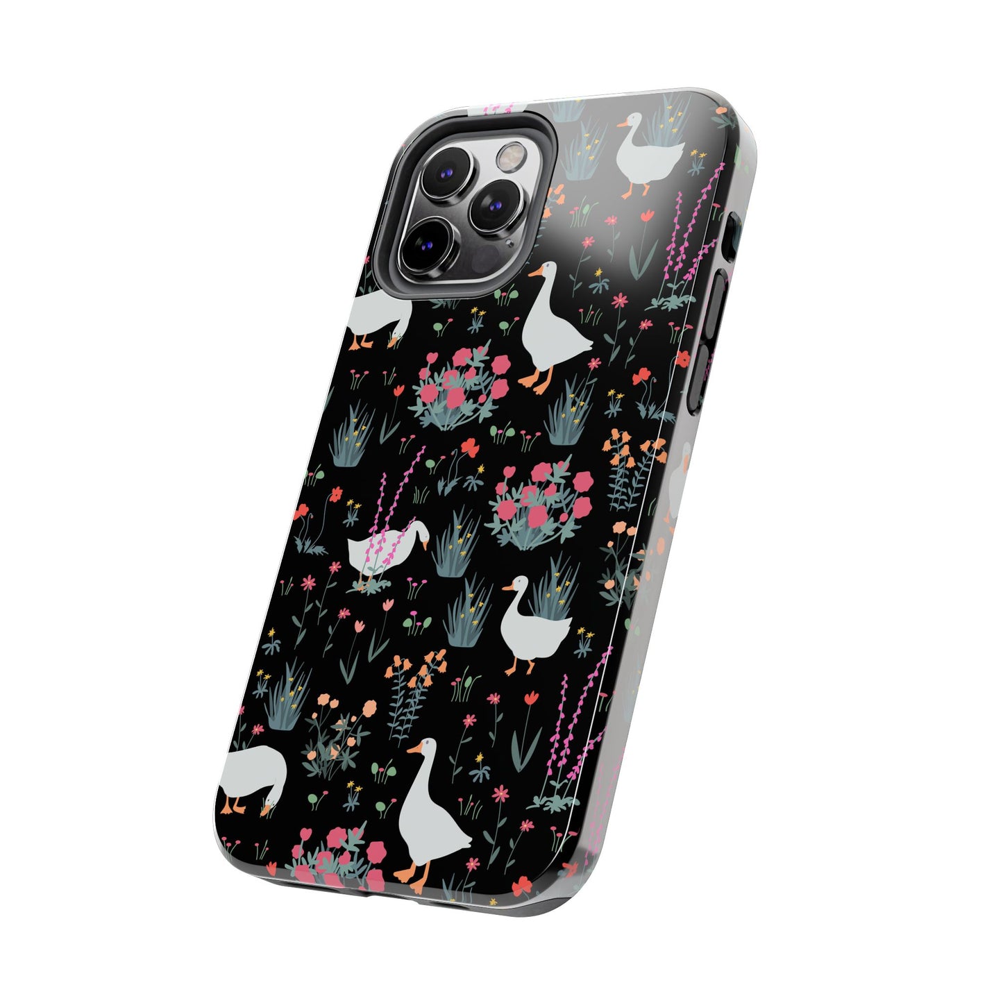 Whimsical Floral Duck Tough Phone Case - Stylish Protection for Your Device