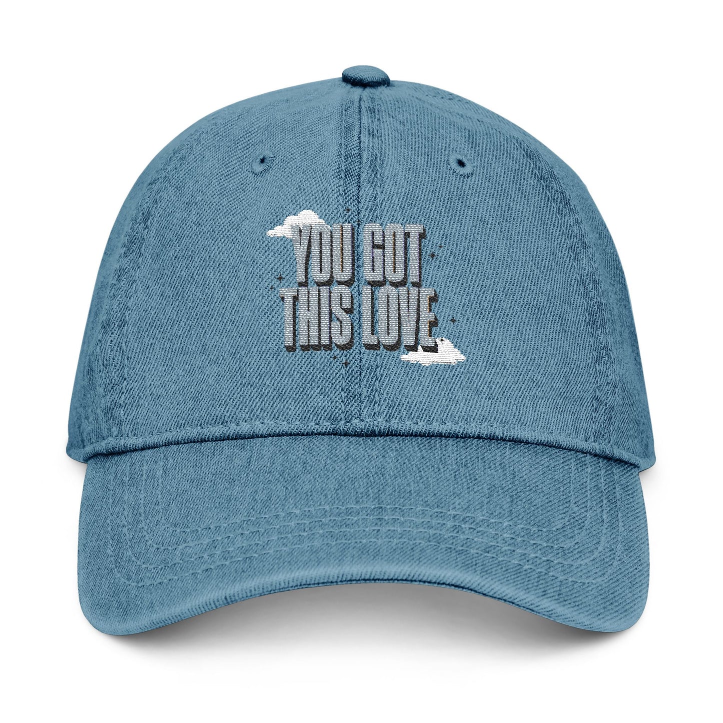 Embroidered Denim Hat - "You Hut This Love" Casual Cap