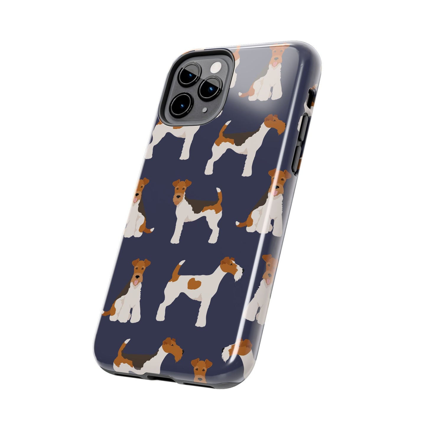 Tough Phone Cases with Adorable Fox Terrier in navy Design - Durable Pet Lover Accessory