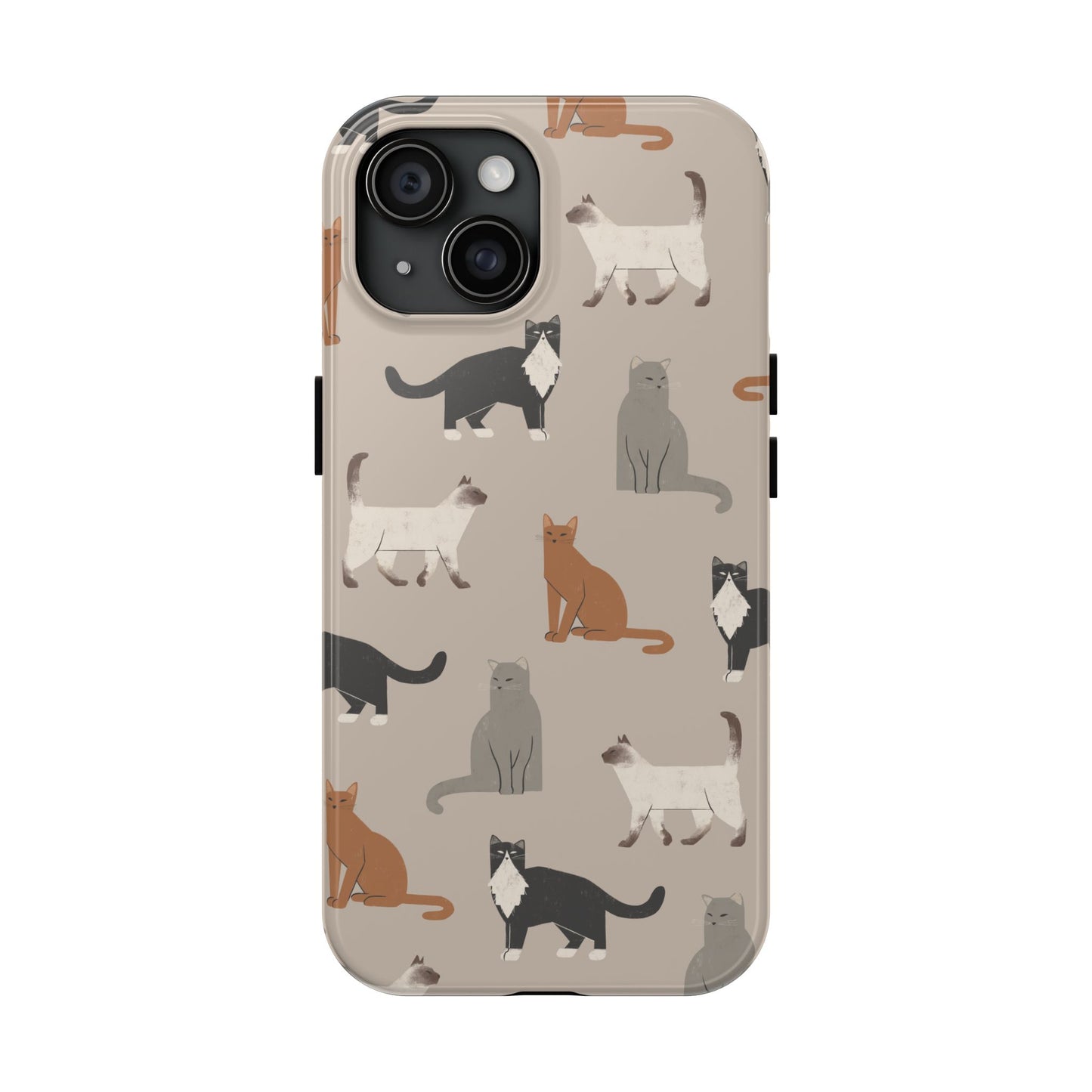 Cubist Cat Pattern Tough Phone Cases for Pet Lovers - Durable Protection and Cute Design