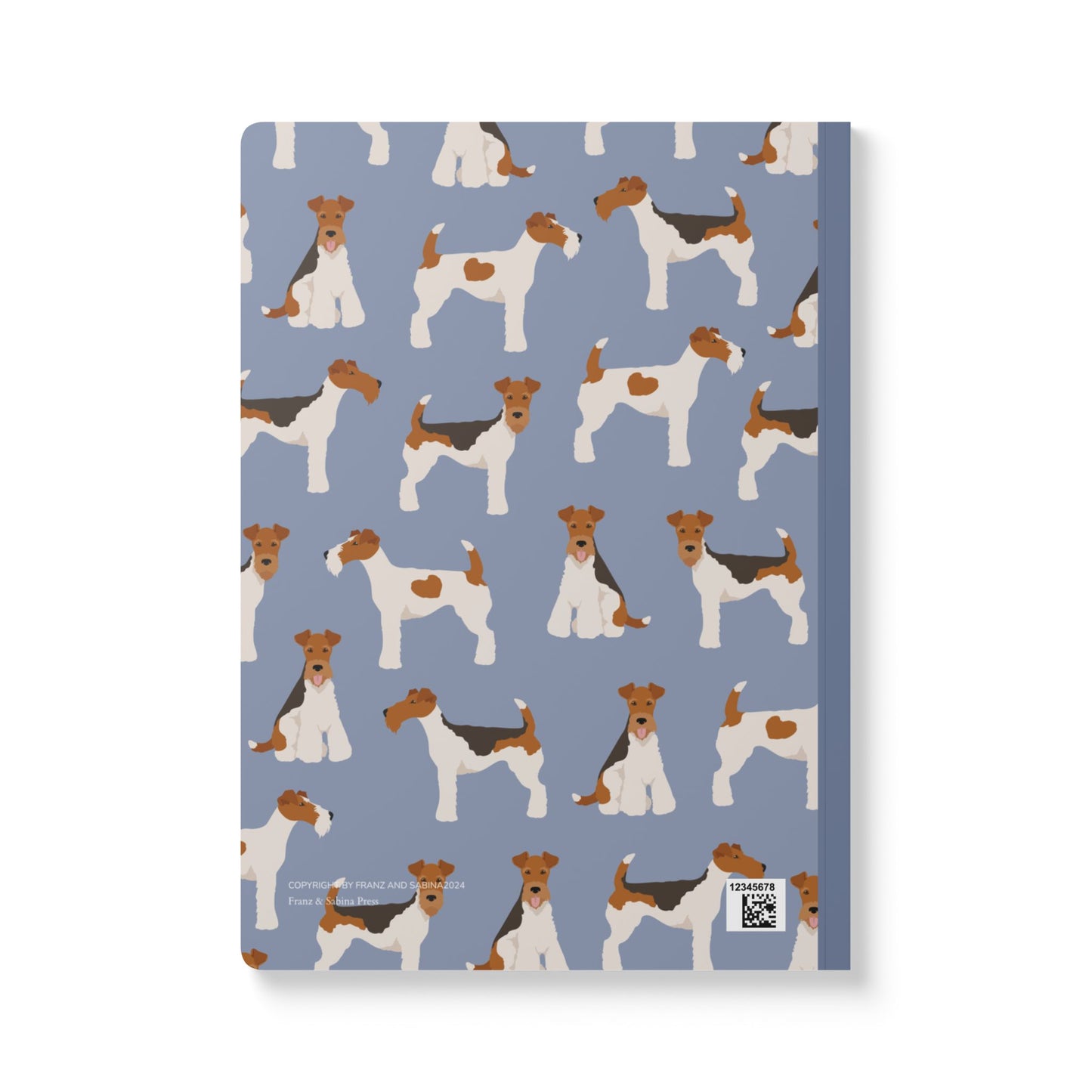 Adorable Wire Fox Terrier On Blue-Themed Softcover Journal - Perfect for Pet Lovers