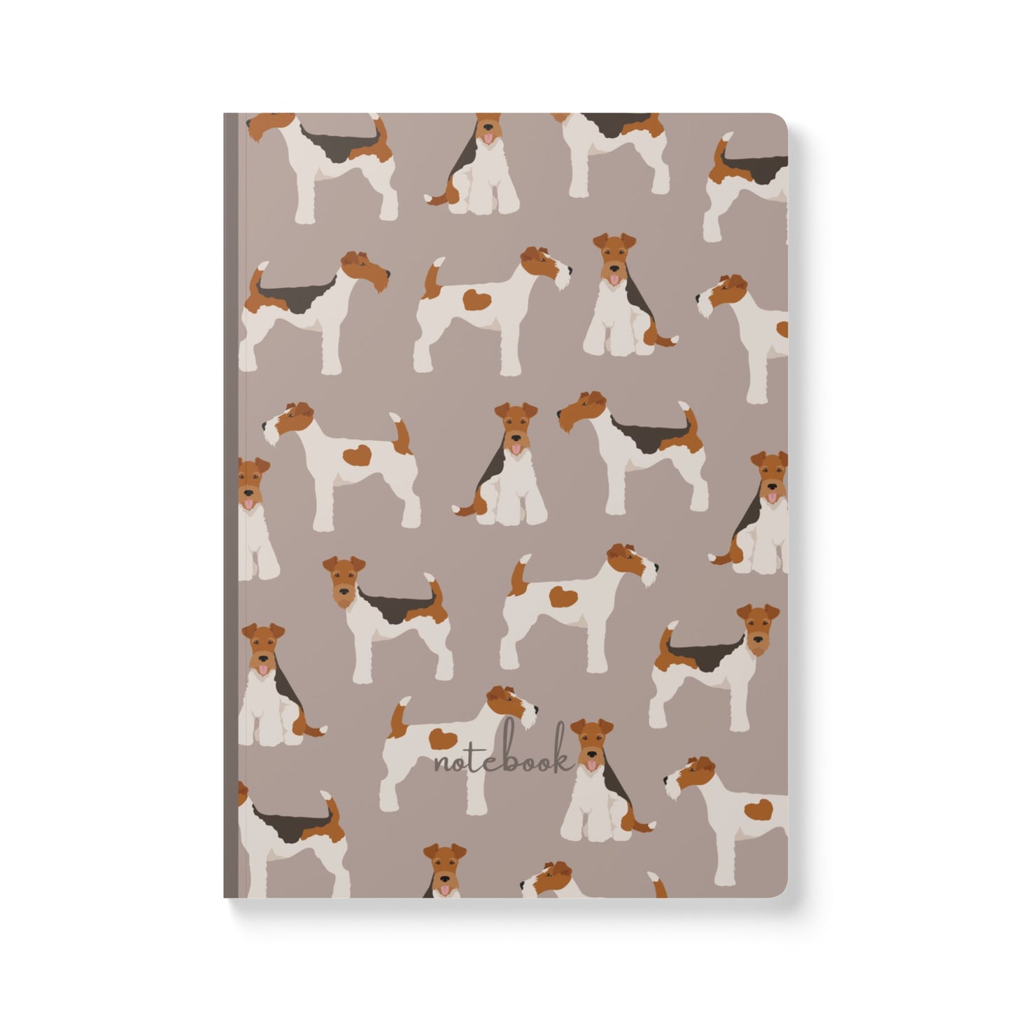 Adorable Wire Fox Terrier On Khaki-Themed Softcover Journal - Perfect for Pet Lovers