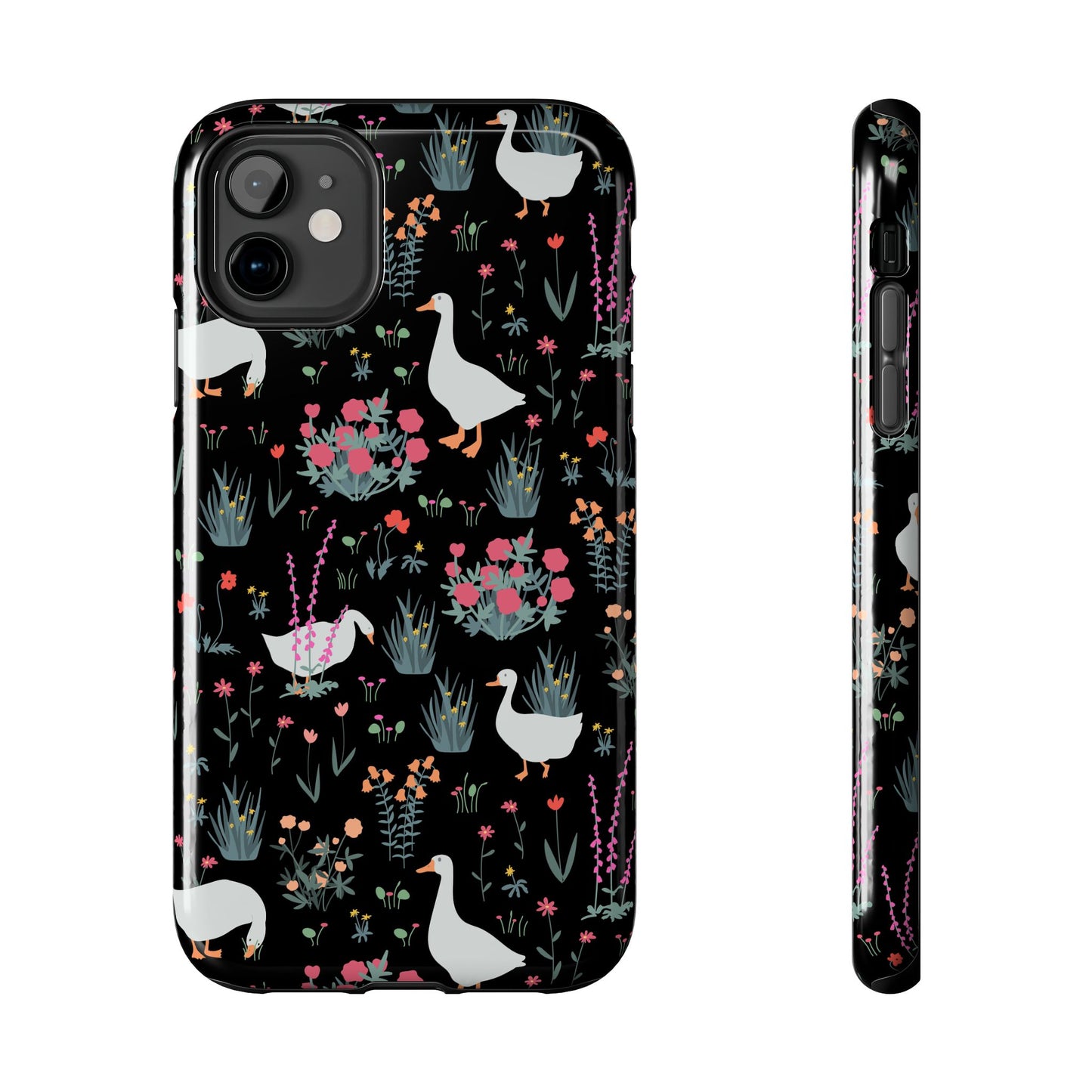 Whimsical Floral Duck Tough Phone Case - Stylish Protection for Your Device