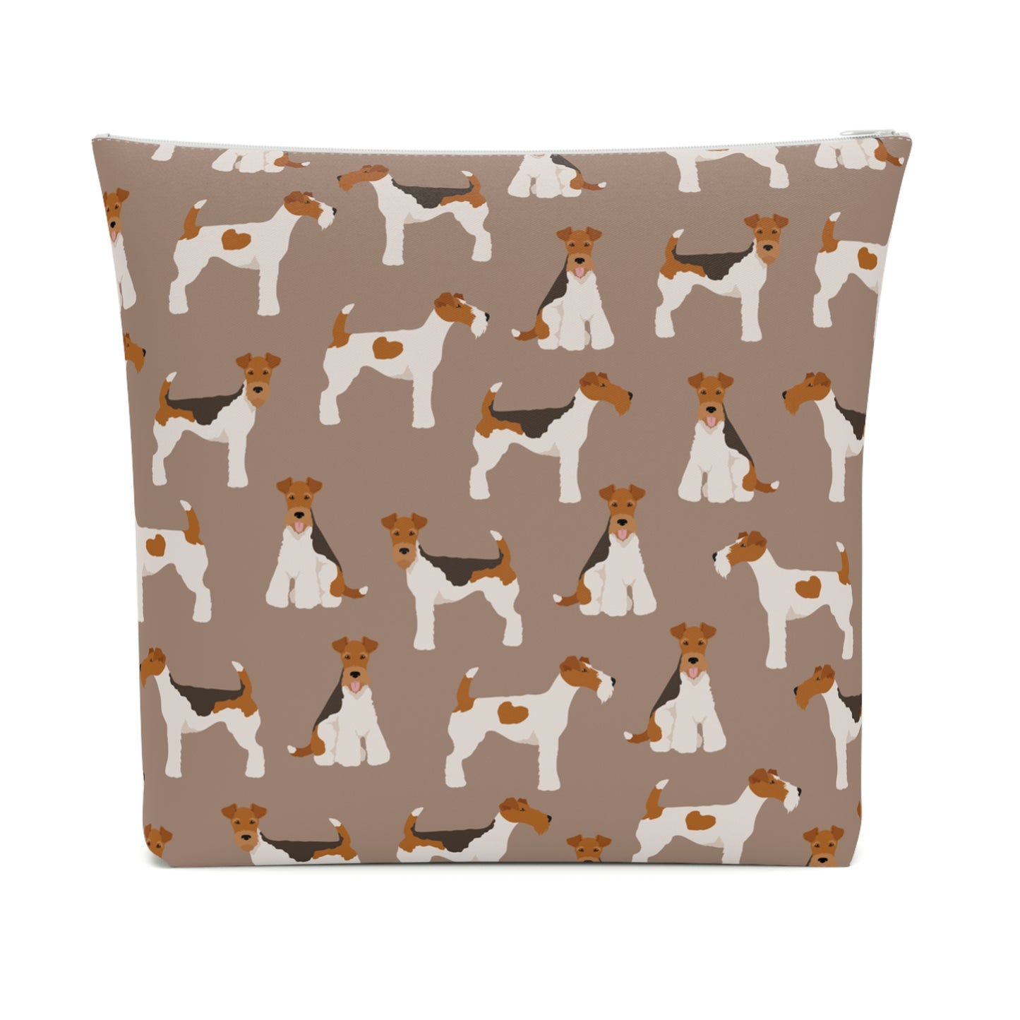 Adorable Wire Fox Terrier Patterned Cotton Cosmetic Bag - Perfect Gift for Pet Lovers