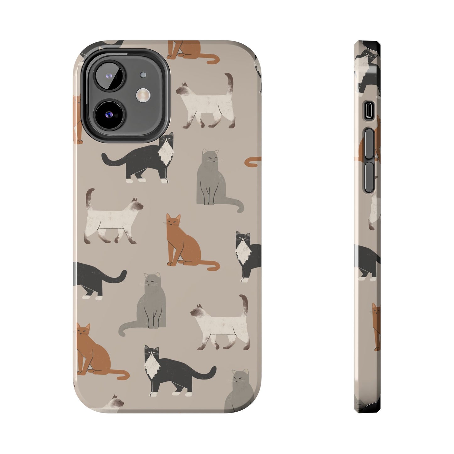 Cubist Cat Pattern Tough Phone Cases for Pet Lovers - Durable Protection and Cute Design