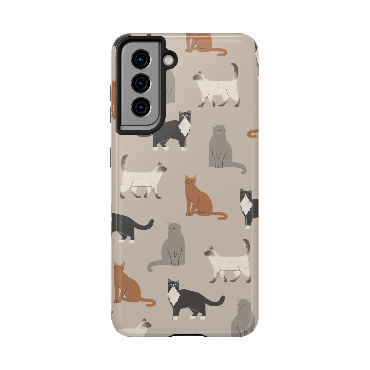 Cubist Cat Pattern Tough Phone Cases for Pet Lovers - Durable Protection and Cute Design