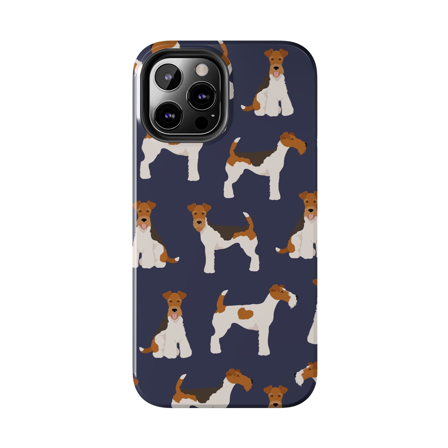 Tough Phone Cases with Adorable Fox Terrier in navy Design - Durable Pet Lover Accessory