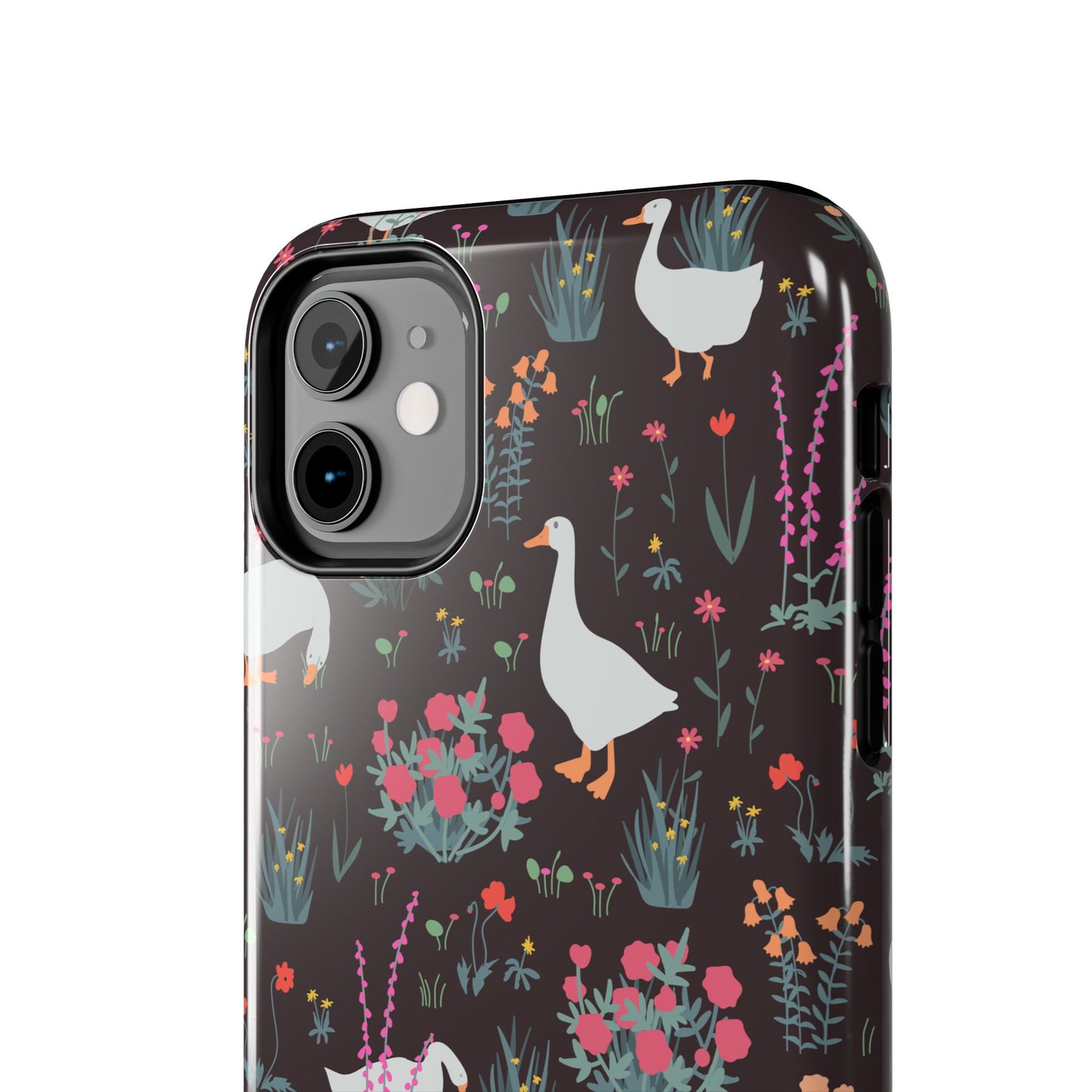 Whimsical Floral Goose Tough Phone Case - Stylish Protection for Nature Lovers
