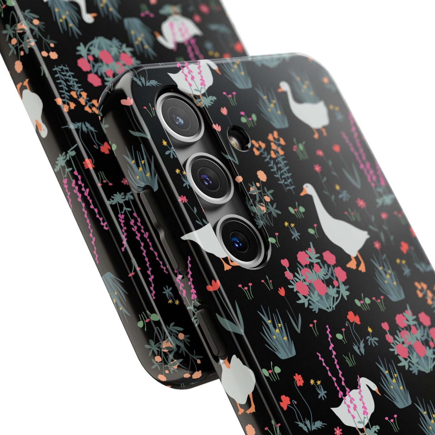 Whimsical Floral Duck Tough Phone Case - Stylish Protection for Your Device