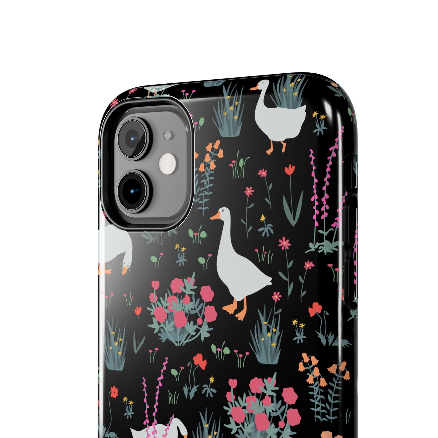 Whimsical Floral Duck Tough Phone Case - Stylish Protection for Your Device