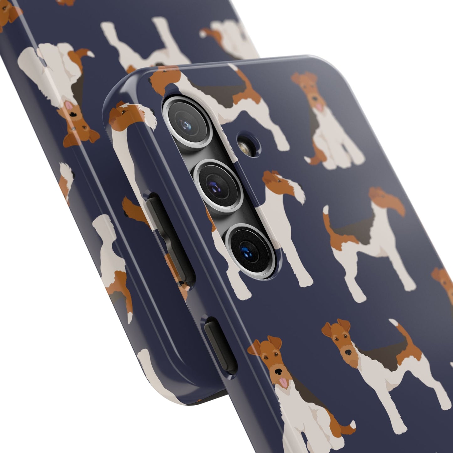Tough Phone Cases with Adorable Fox Terrier in navy Design - Durable Pet Lover Accessory