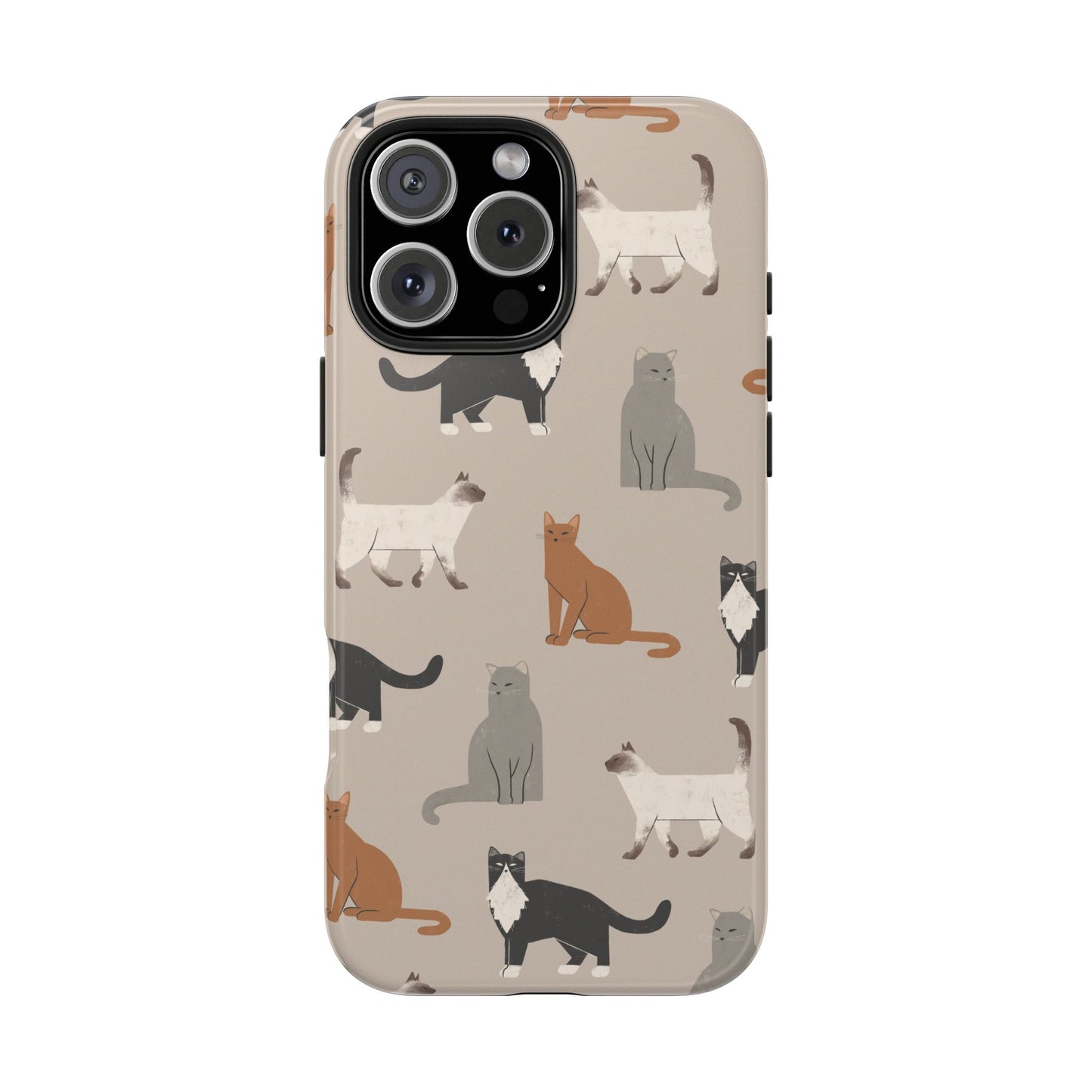 Cubist Cat Pattern Tough Phone Cases for Pet Lovers - Durable Protection and Cute Design