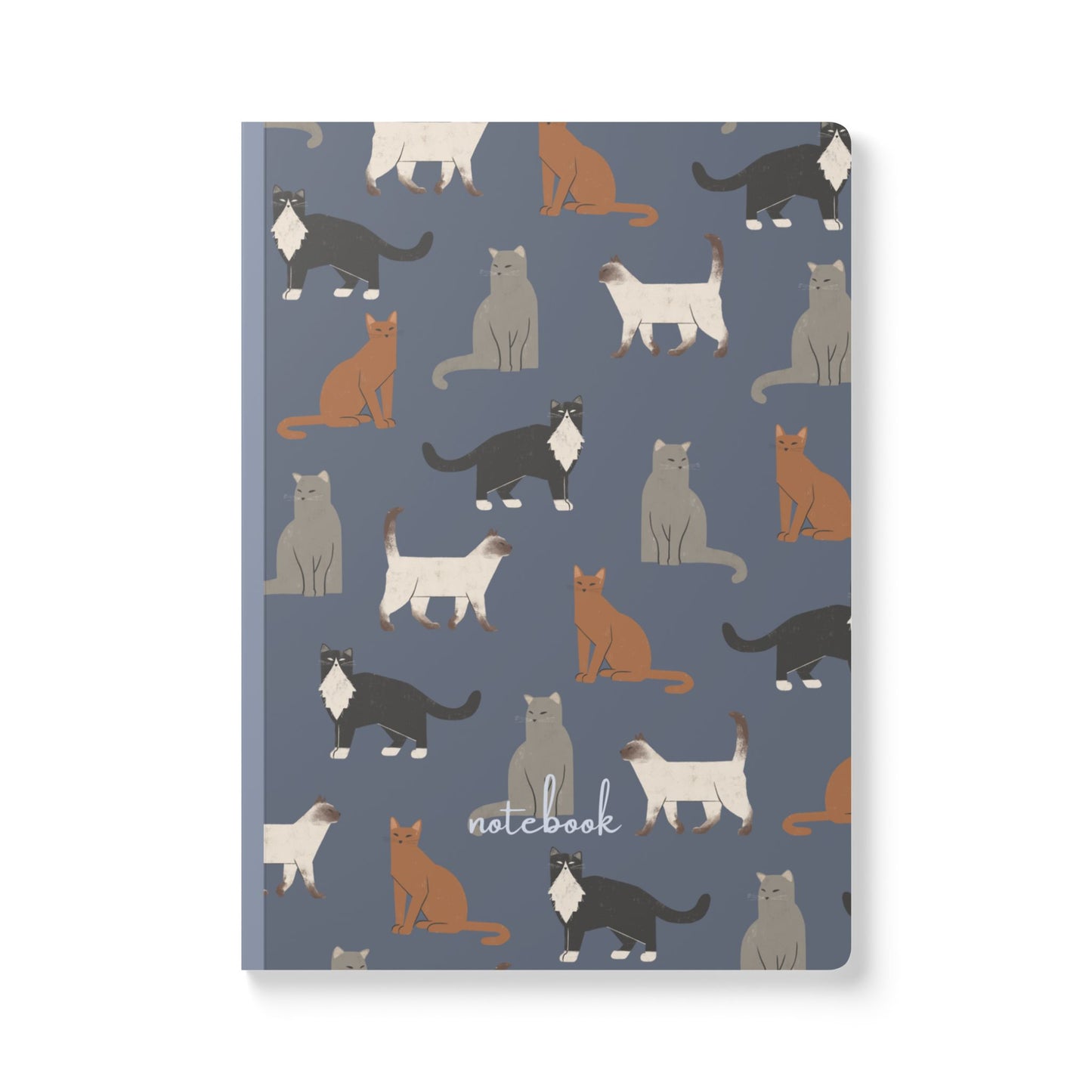 Adorable Cubist Cat On Blue-Themed Softcover Journal - Perfect for Pet Lovers