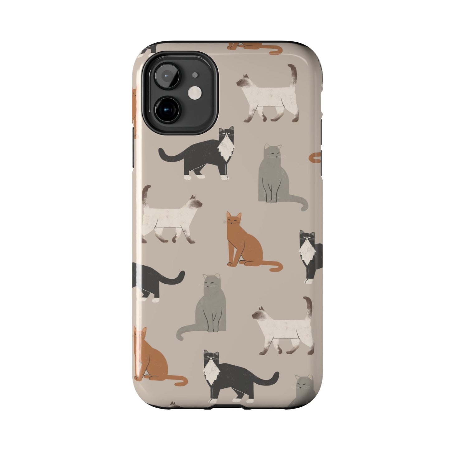 Cubist Cat Pattern Tough Phone Cases for Pet Lovers - Durable Protection and Cute Design