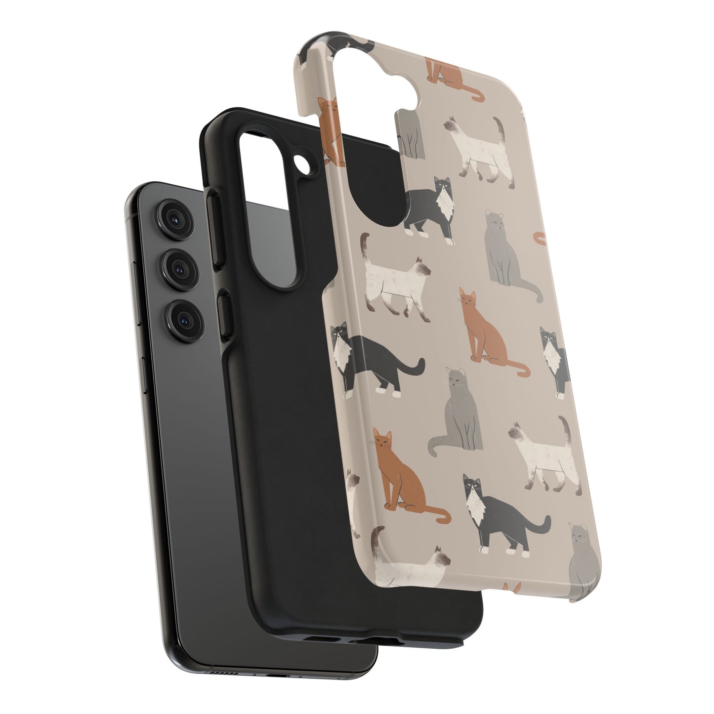 Cubist Cat Pattern Tough Phone Cases for Pet Lovers - Durable Protection and Cute Design