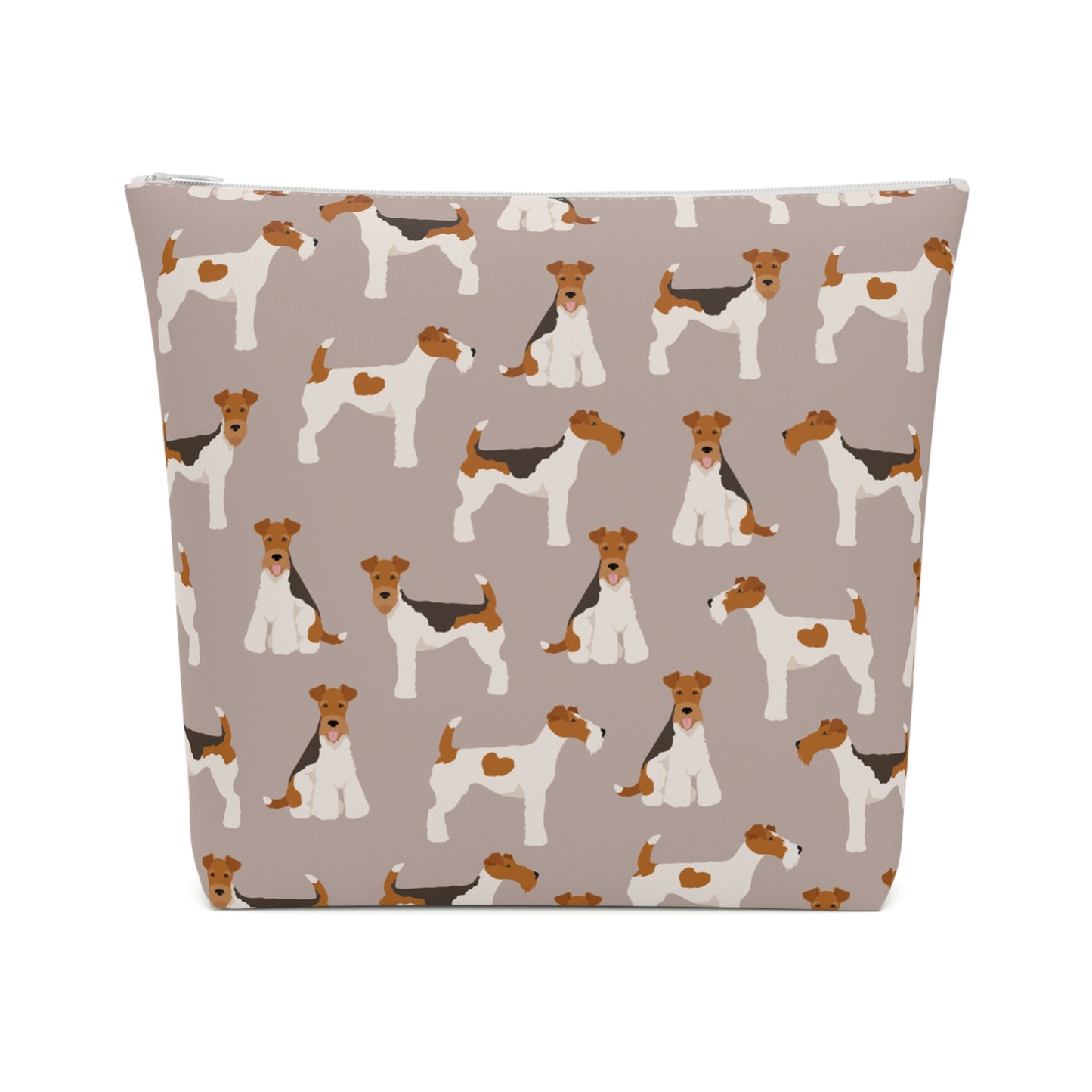 Adorable Wire Fox Terrier Patterned Cotton Cosmetic Bag - Perfect Gift for Pet Lovers
