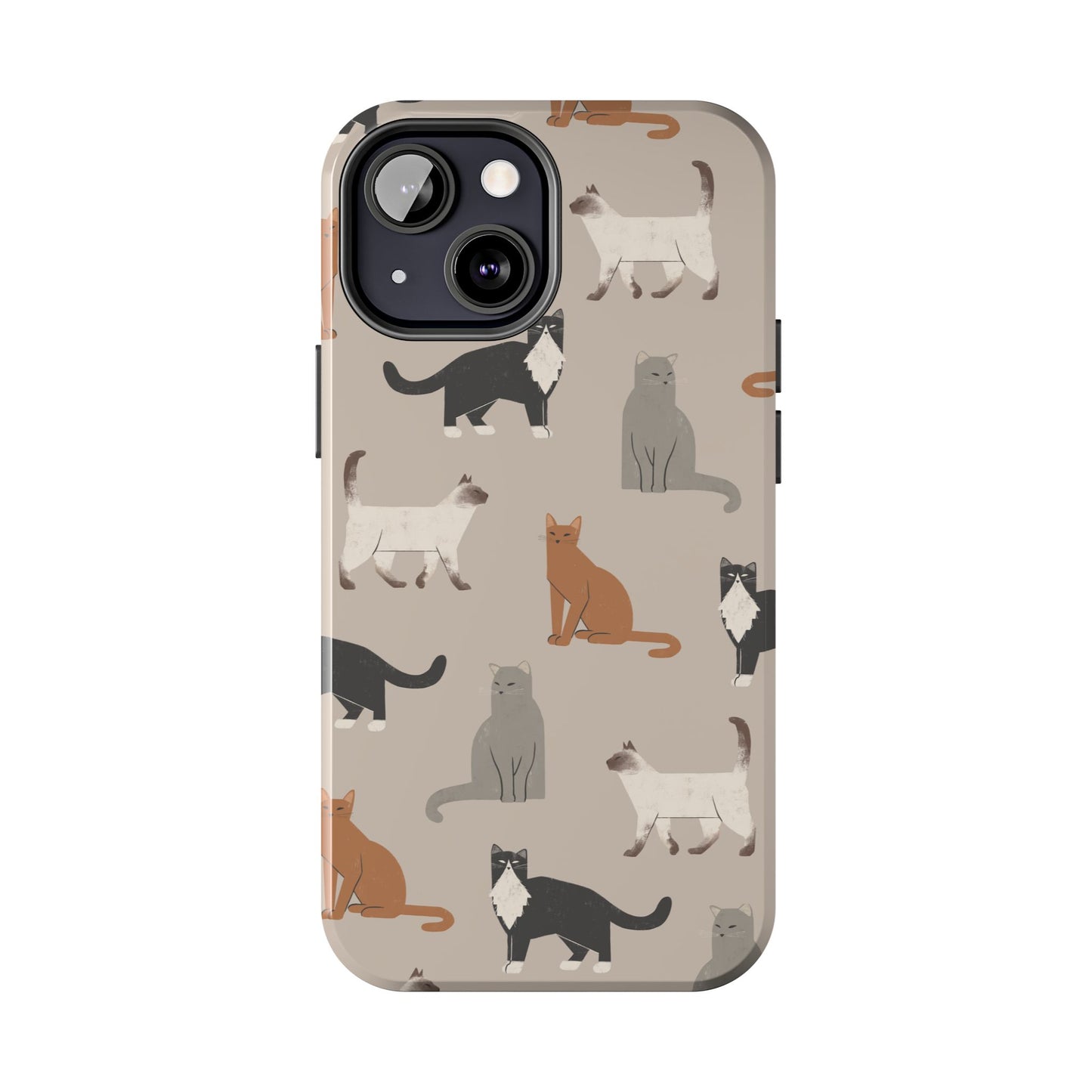 Cubist Cat Pattern Tough Phone Cases for Pet Lovers - Durable Protection and Cute Design