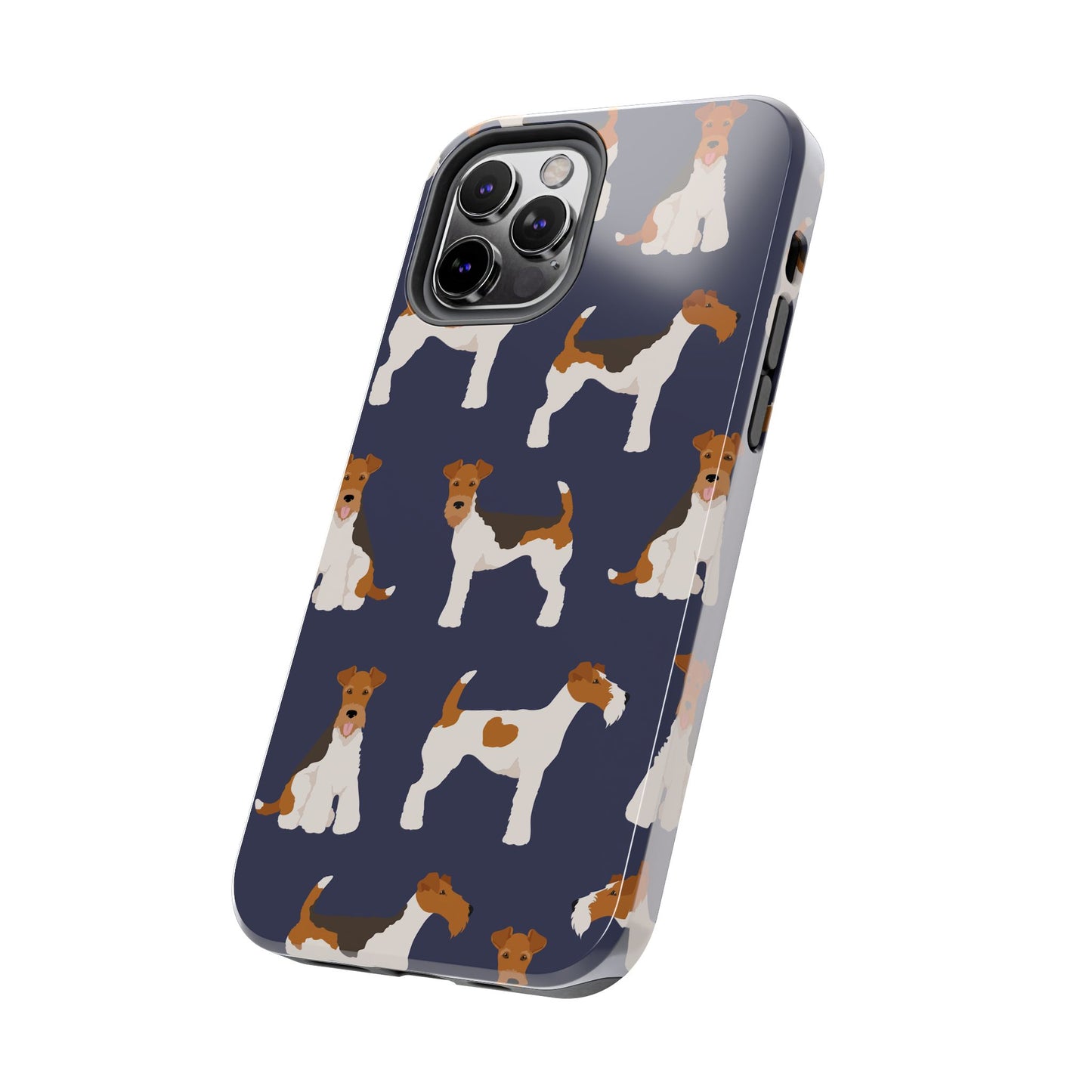 Tough Phone Cases with Adorable Fox Terrier in navy Design - Durable Pet Lover Accessory