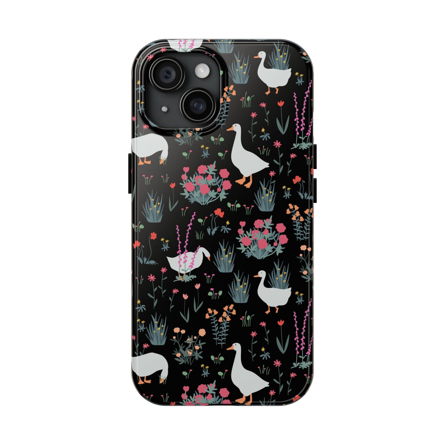 Whimsical Floral Duck Tough Phone Case - Stylish Protection for Your Device