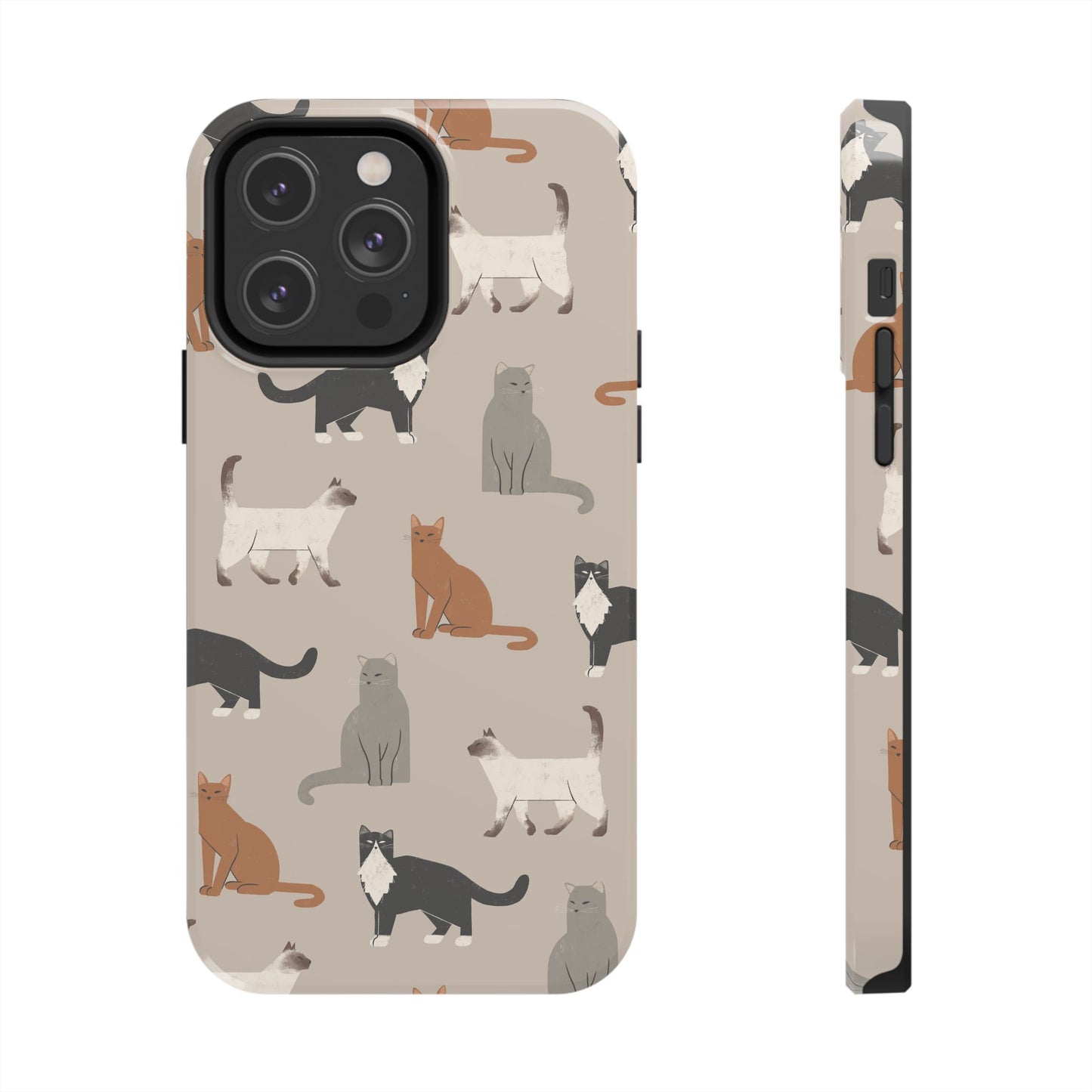 Cubist Cat Pattern Tough Phone Cases for Pet Lovers - Durable Protection and Cute Design