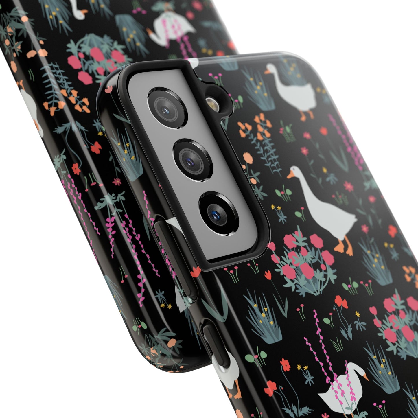 Whimsical Floral Duck Tough Phone Case - Stylish Protection for Your Device