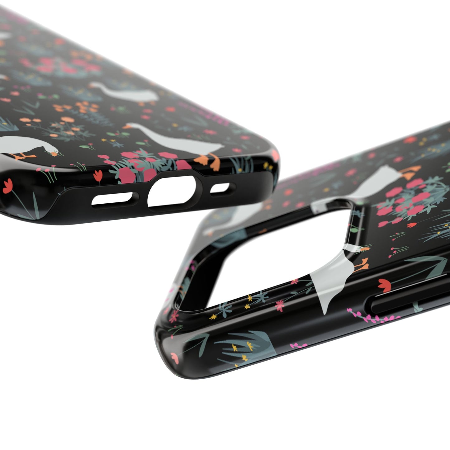 Whimsical Floral Duck Tough Phone Case - Stylish Protection for Your Device