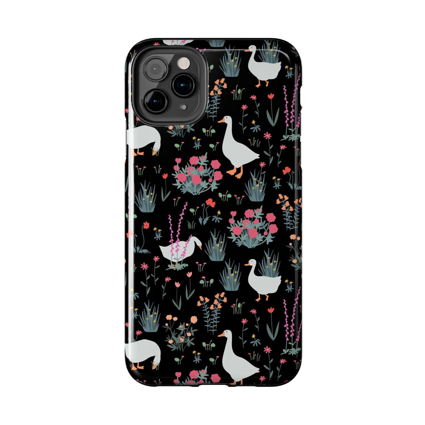 Whimsical Floral Duck Tough Phone Case - Stylish Protection for Your Device