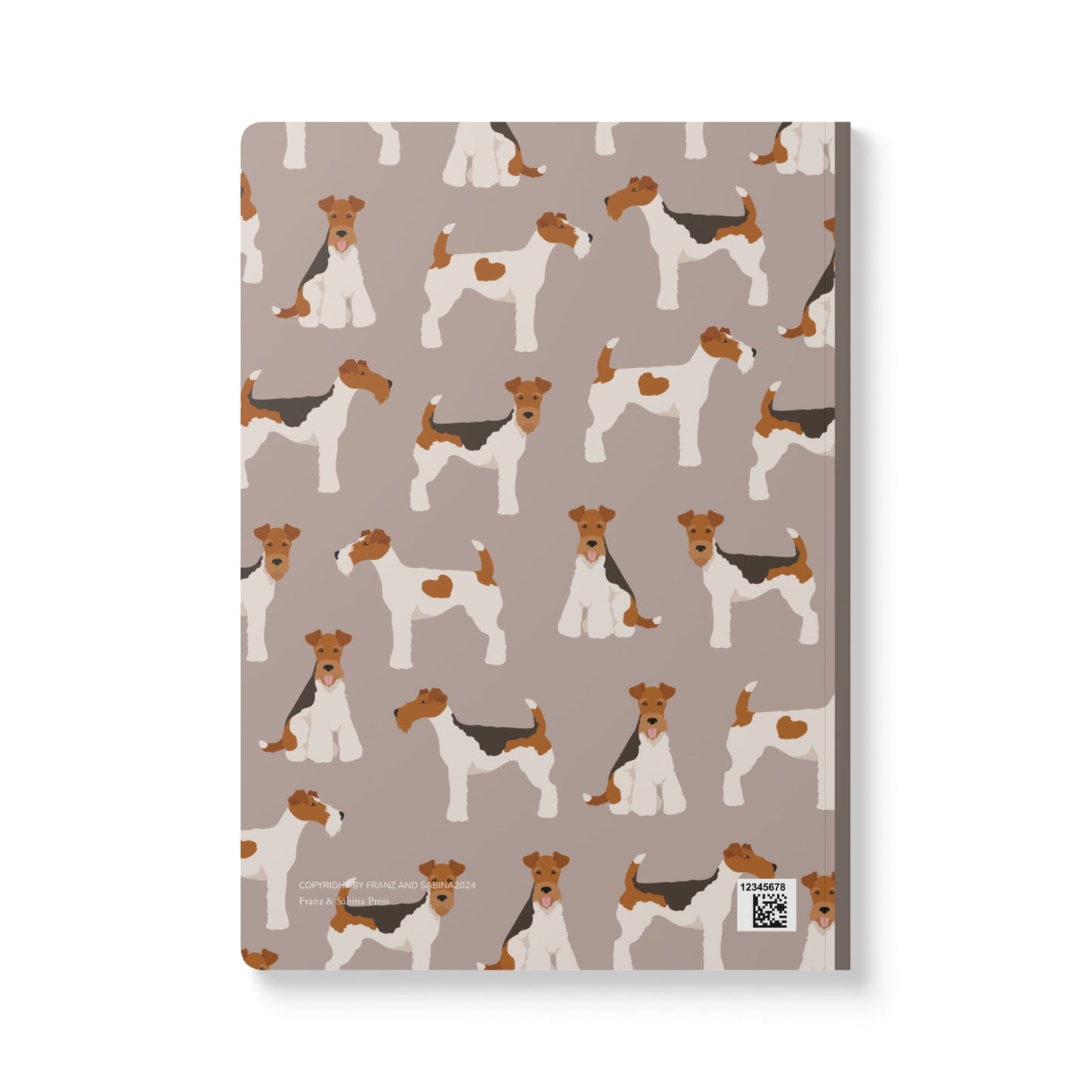 Adorable Wire Fox Terrier On Khaki-Themed Softcover Journal - Perfect for Pet Lovers
