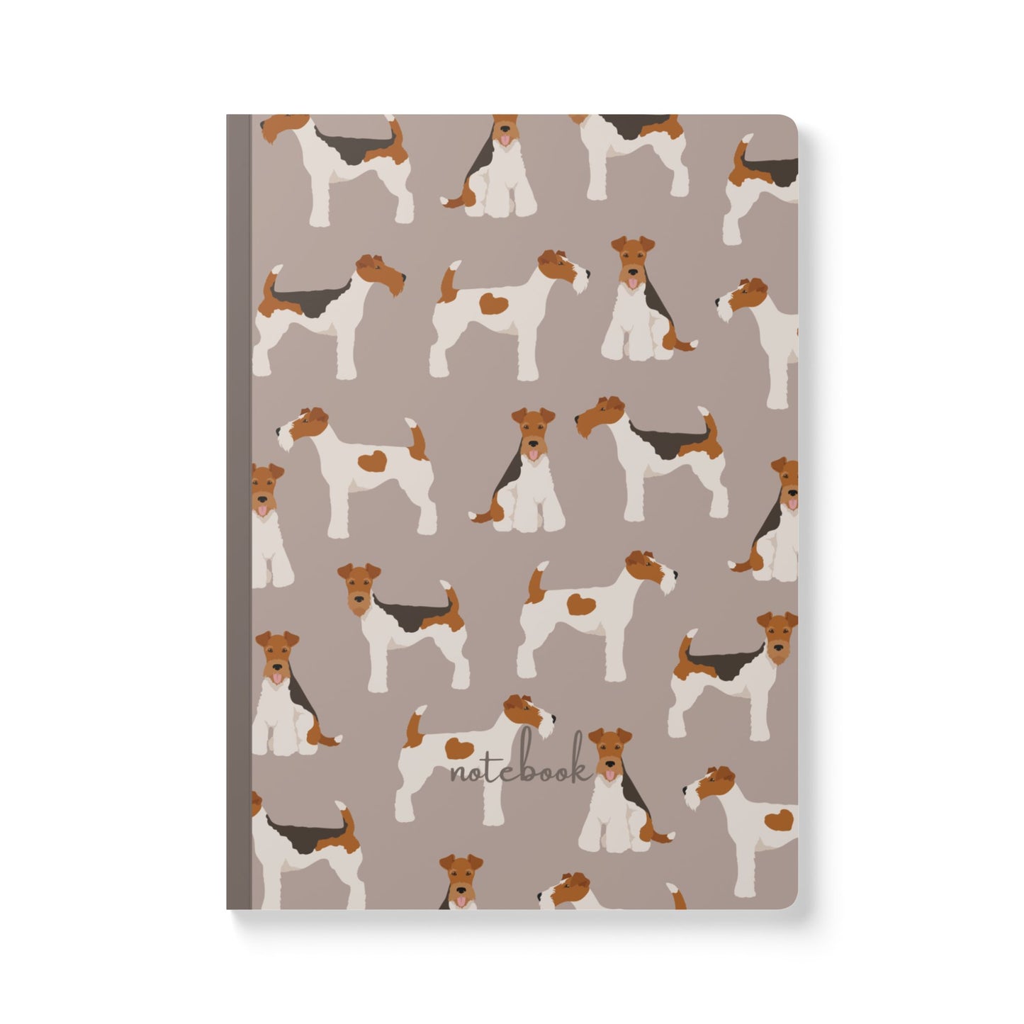 Adorable Wire Fox Terrier On Khaki-Themed Softcover Journal - Perfect for Pet Lovers