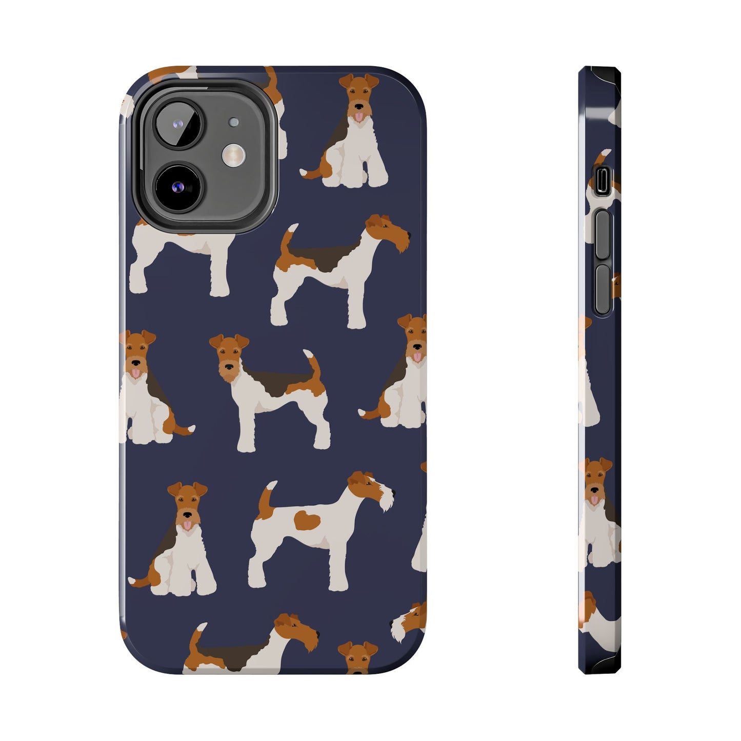 Tough Phone Cases with Adorable Fox Terrier in navy Design - Durable Pet Lover Accessory