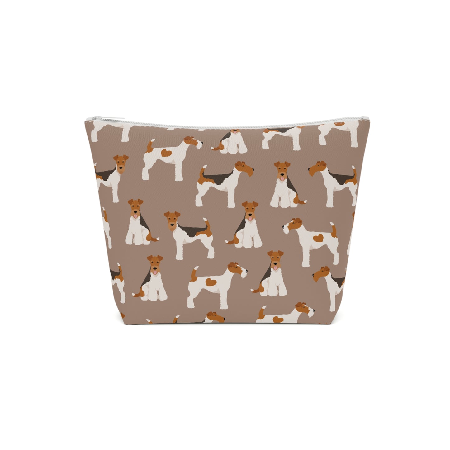 Adorable Wire Fox Terrier Patterned Cotton Cosmetic Bag - Perfect Gift for Pet Lovers