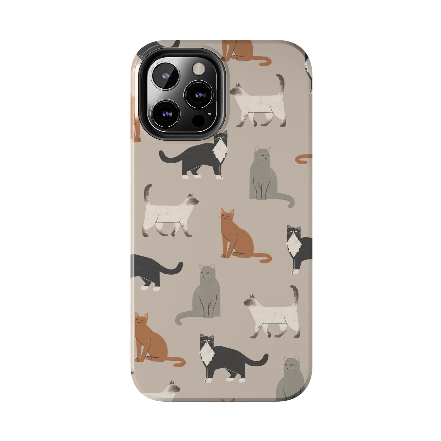 Cubist Cat Pattern Tough Phone Cases for Pet Lovers - Durable Protection and Cute Design
