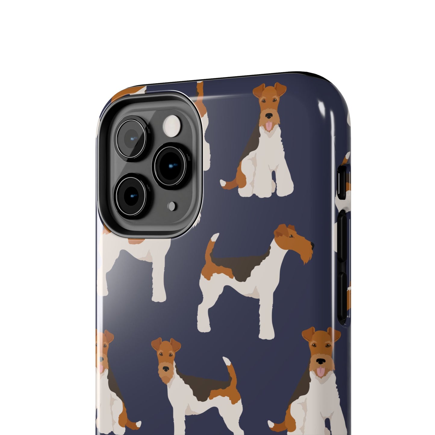 Tough Phone Cases with Adorable Fox Terrier in navy Design - Durable Pet Lover Accessory