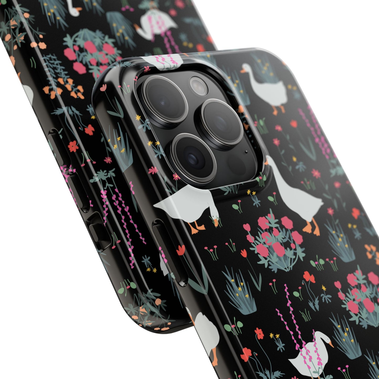 Whimsical Floral Duck Tough Phone Case - Stylish Protection for Your Device