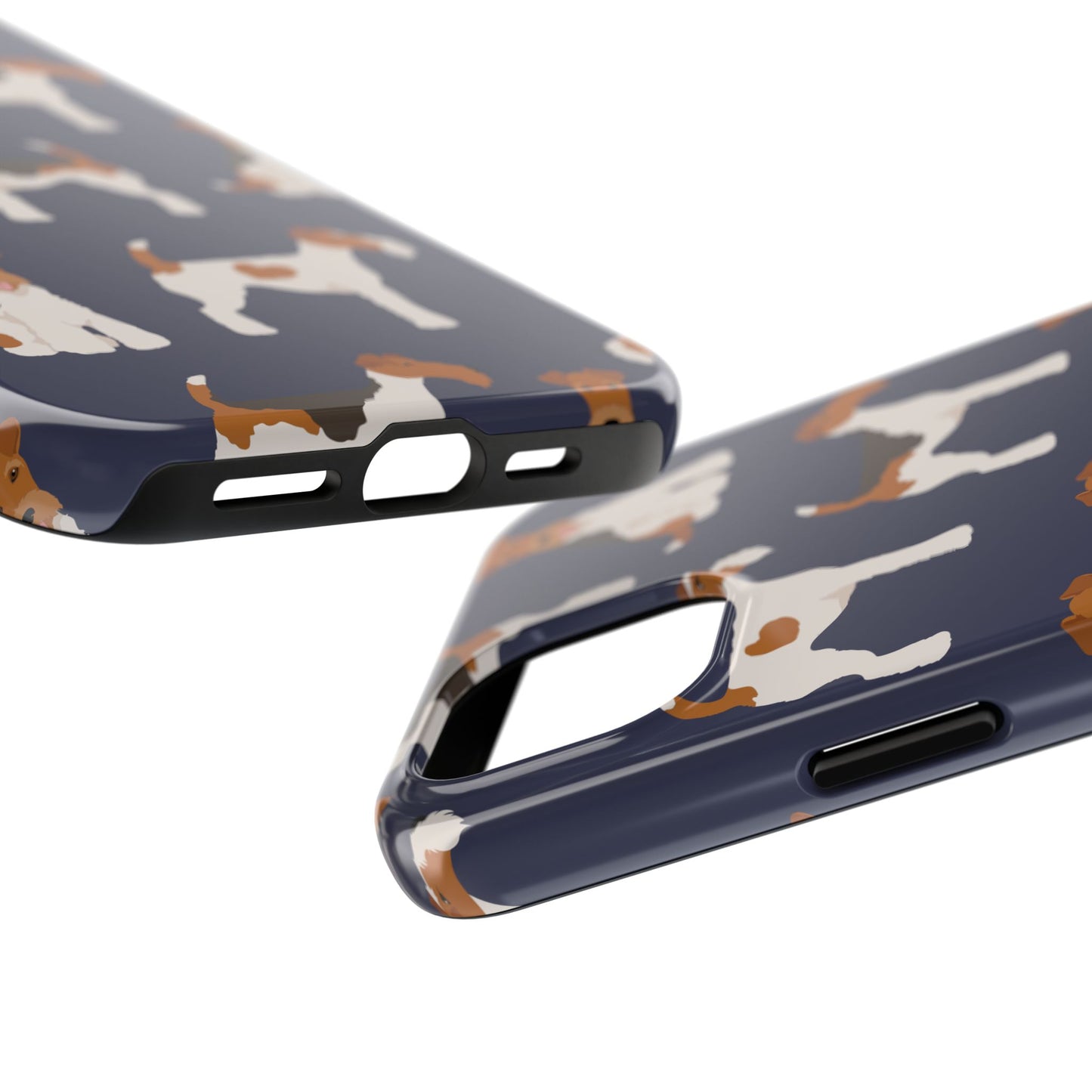 Tough Phone Cases with Adorable Fox Terrier in navy Design - Durable Pet Lover Accessory