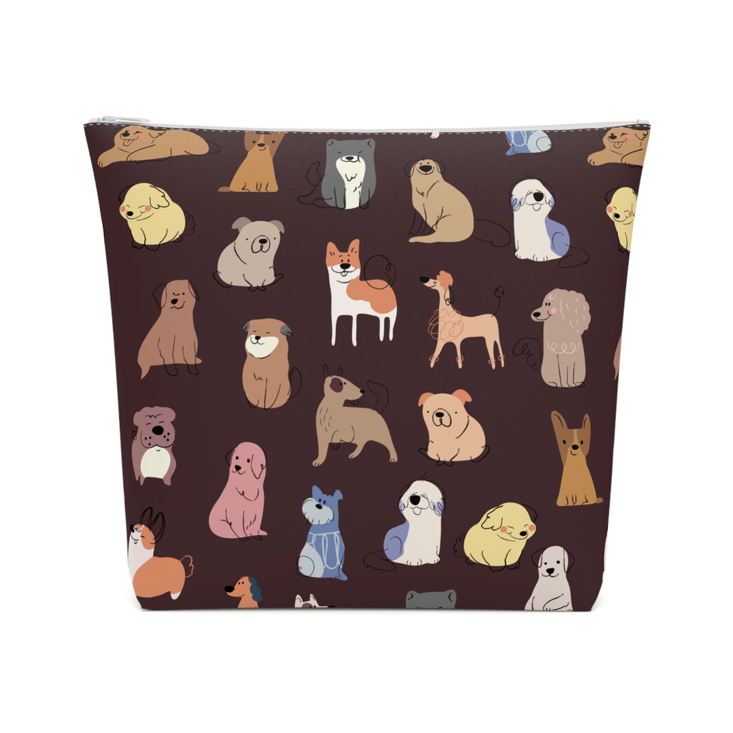 Adorable Dog Patterned Cotton Cosmetic Bag - Perfect Gift for Pet Lovers
