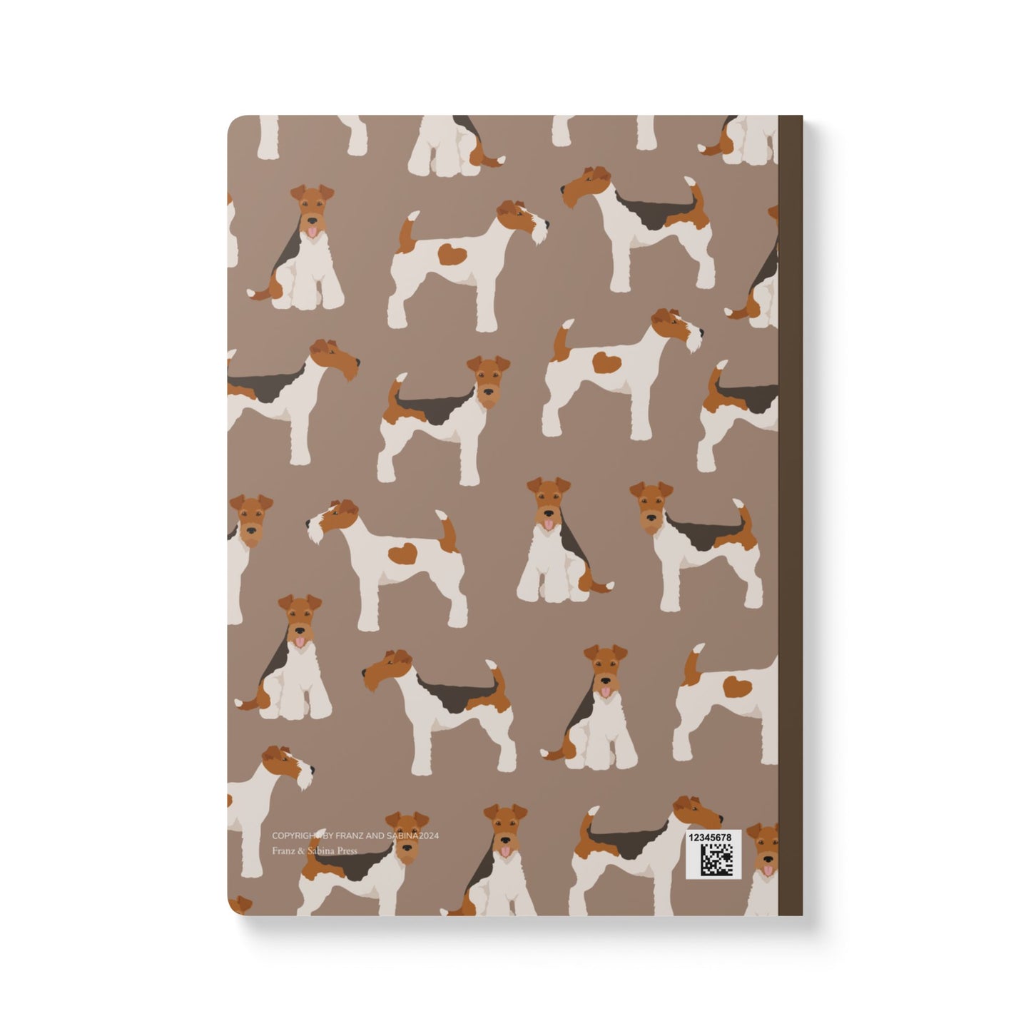 Adorable Wire Fox Terrier On Mocha-Themed Softcover Journal - Perfect for Pet Lovers
