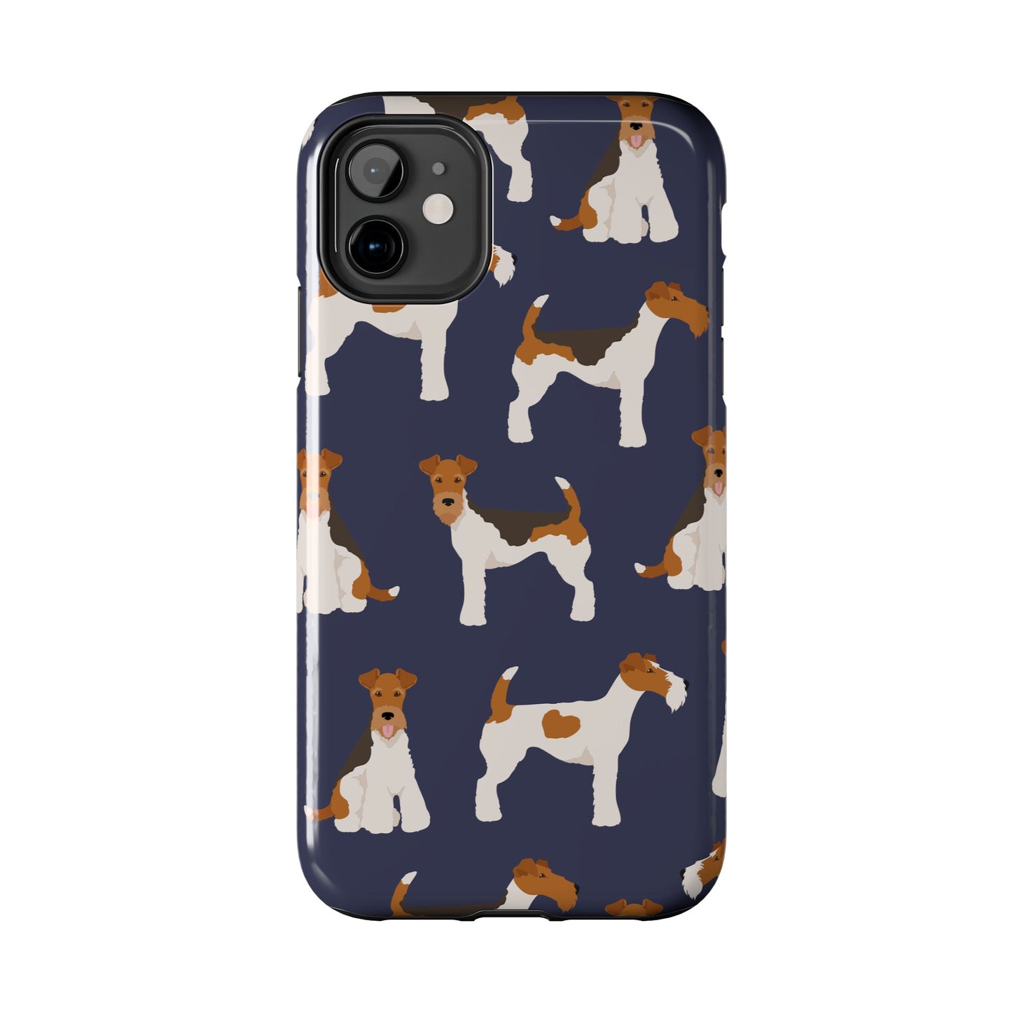 Tough Phone Cases with Adorable Fox Terrier in navy Design - Durable Pet Lover Accessory