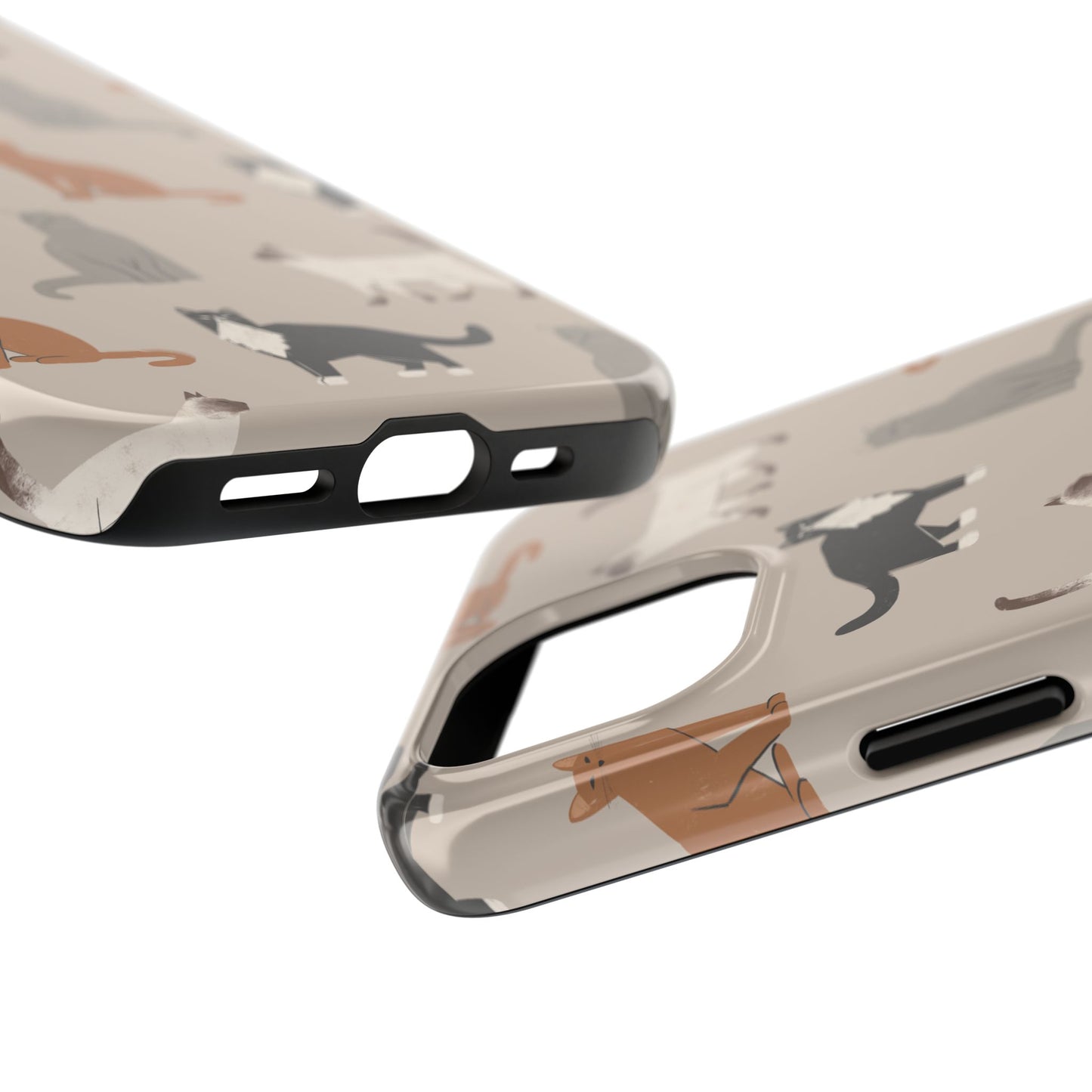 Cubist Cat Pattern Tough Phone Cases for Pet Lovers - Durable Protection and Cute Design