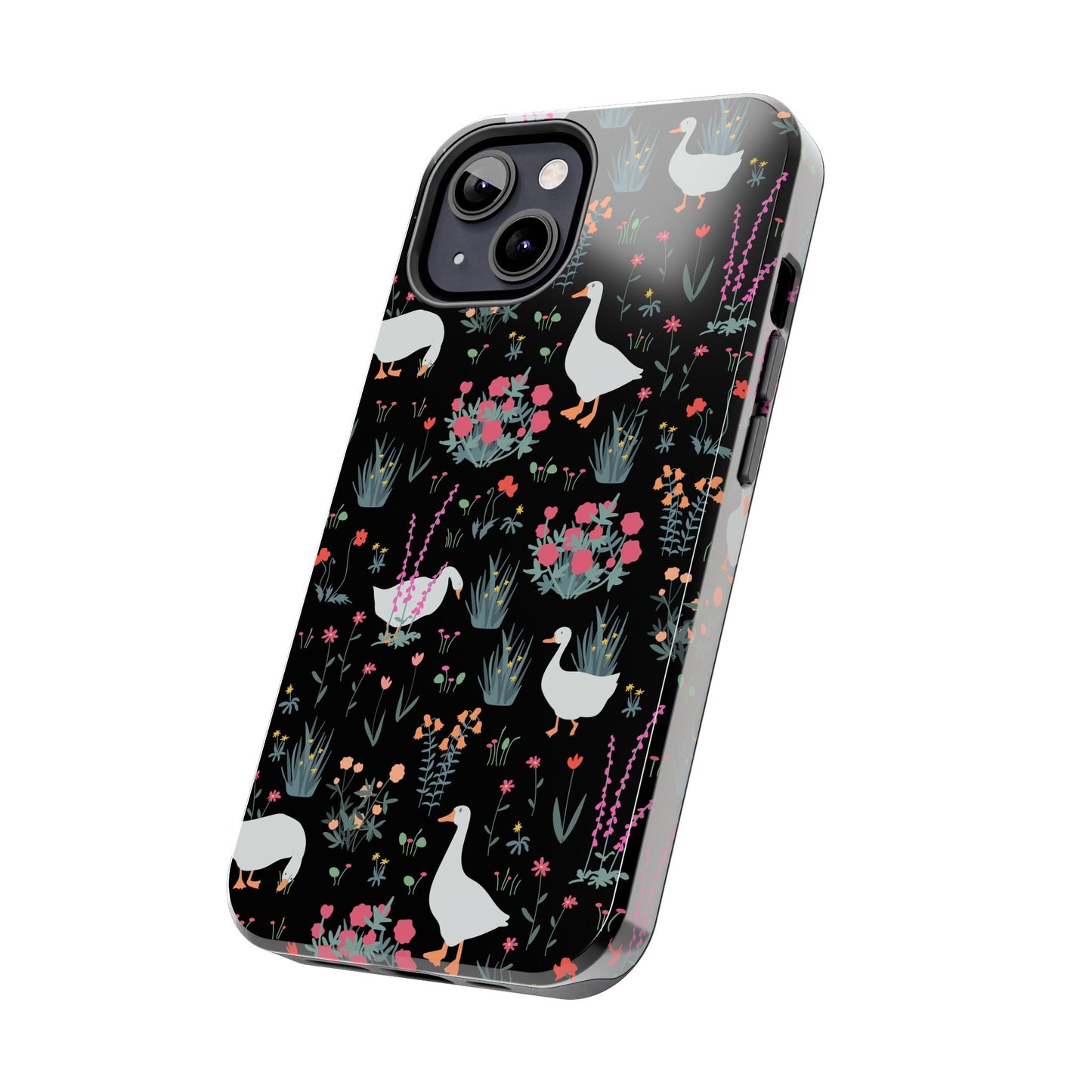 Whimsical Floral Duck Tough Phone Case - Stylish Protection for Your Device