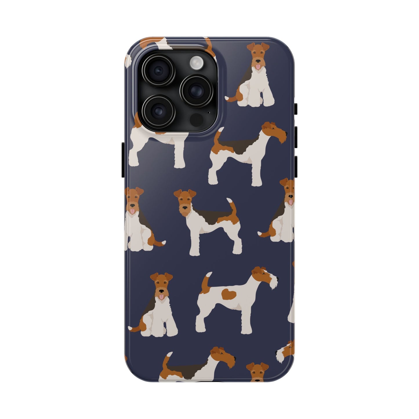 Tough Phone Cases with Adorable Fox Terrier in navy Design - Durable Pet Lover Accessory